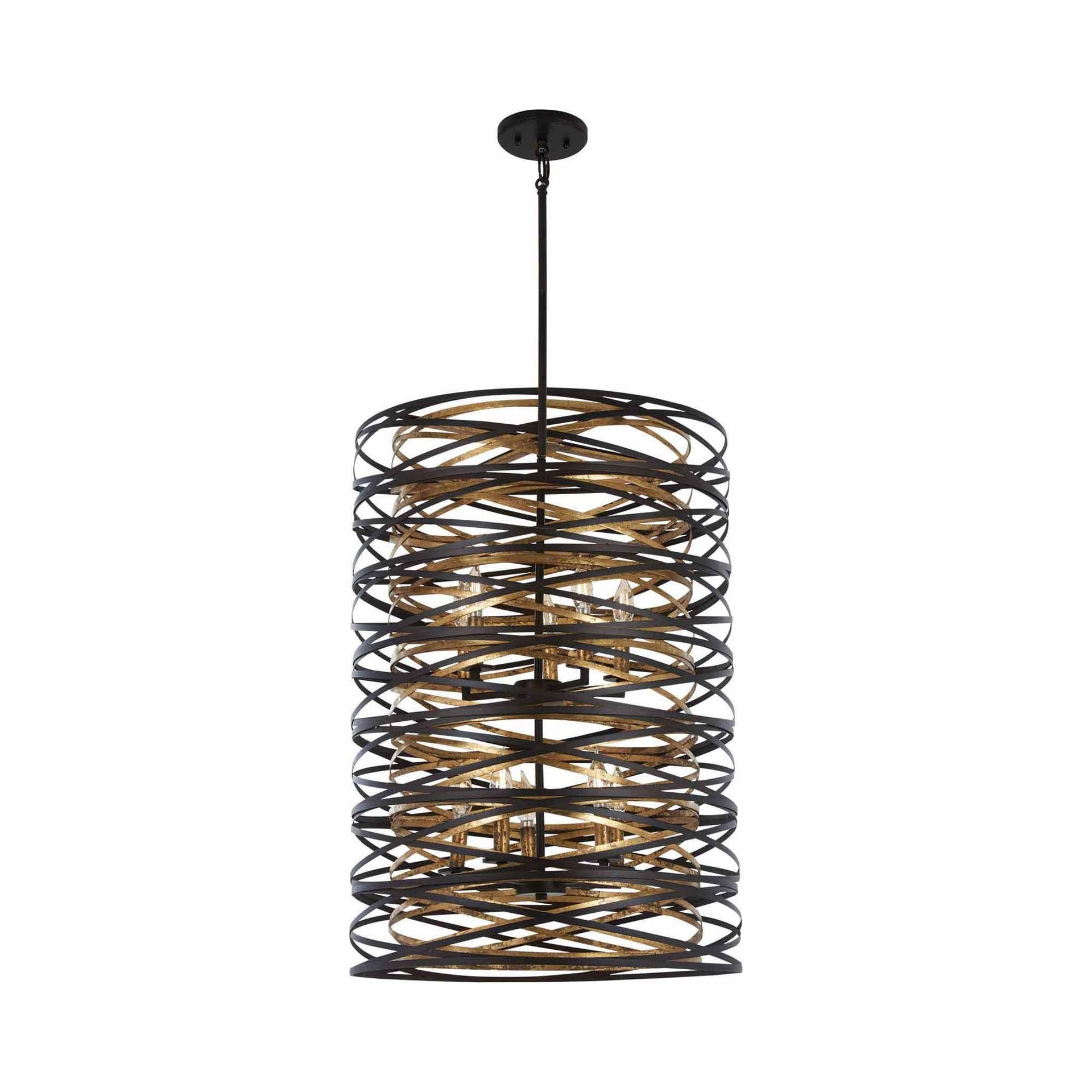 Minka Lavery Vortic Flow 21" Wide Dark Bronze and Gold 10-Light Pendant