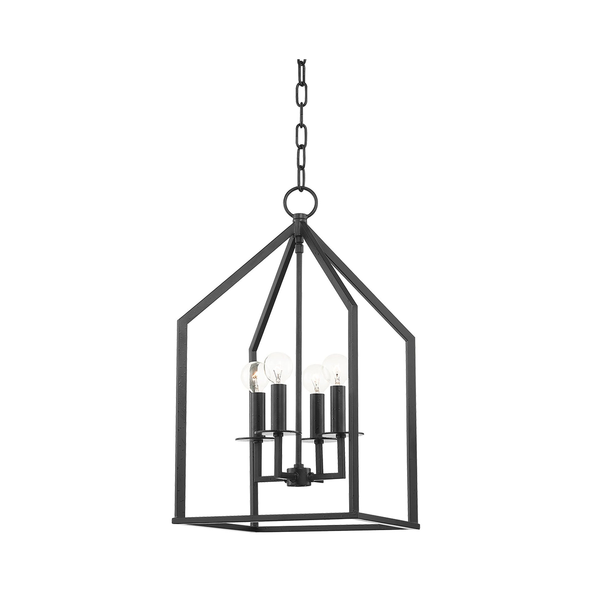 Lena Aged Iron 4-Light Large Pendant for Indoor/Outdoor Use