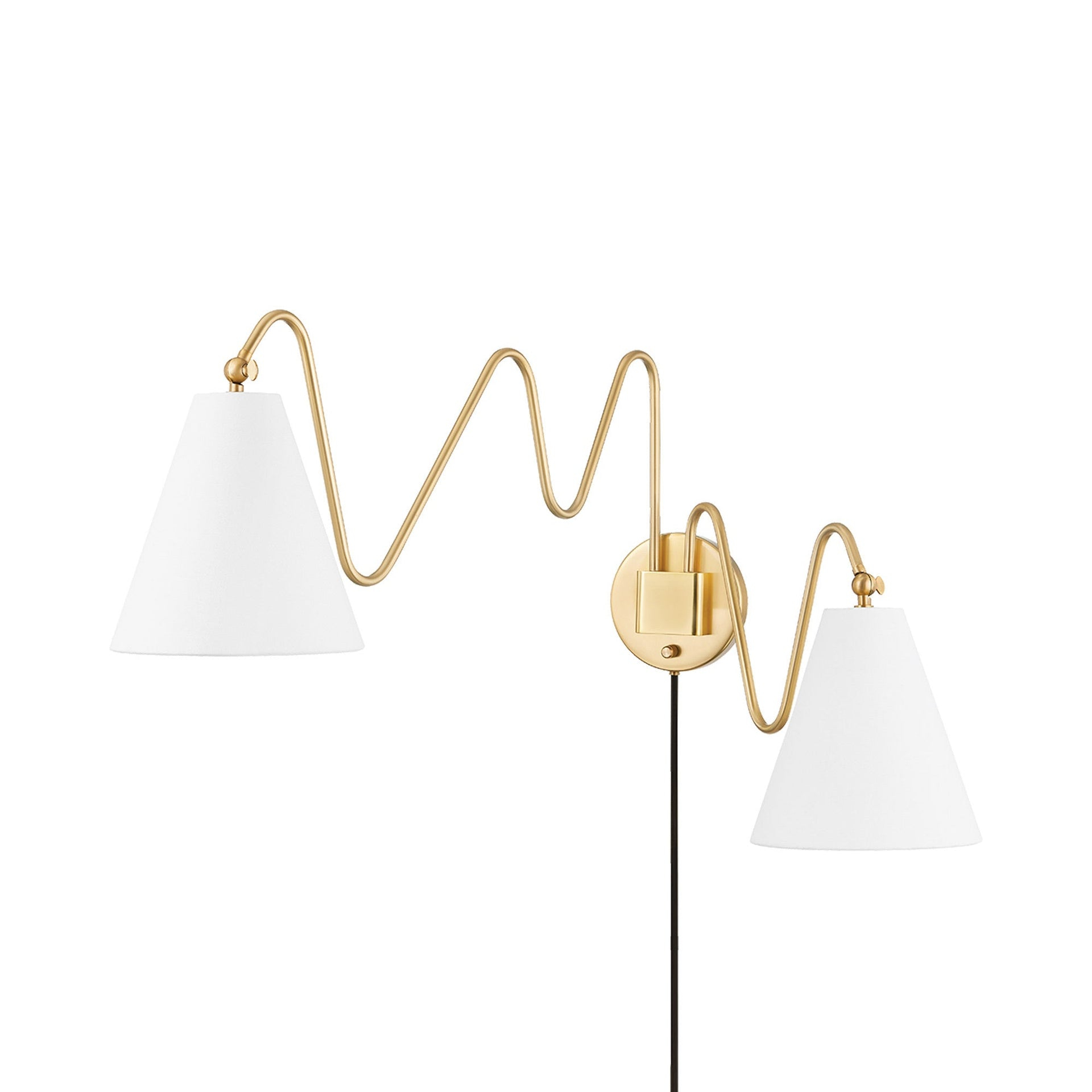 Dellon Double Plug-In Sconce - Antique Brass / Double