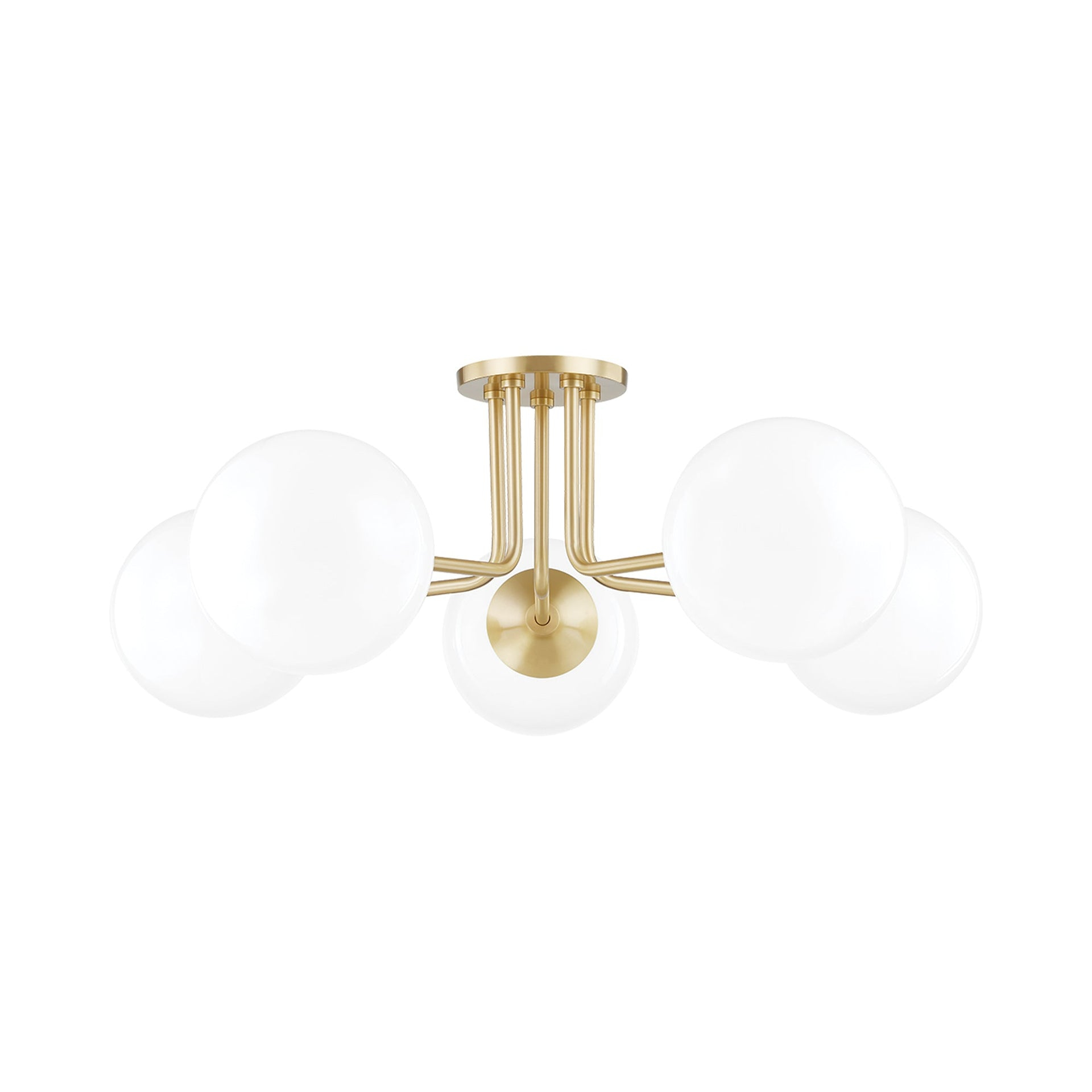 Mitzi Stella 5 - Light Semi-Flush Mount in  Aged Brass White Shade