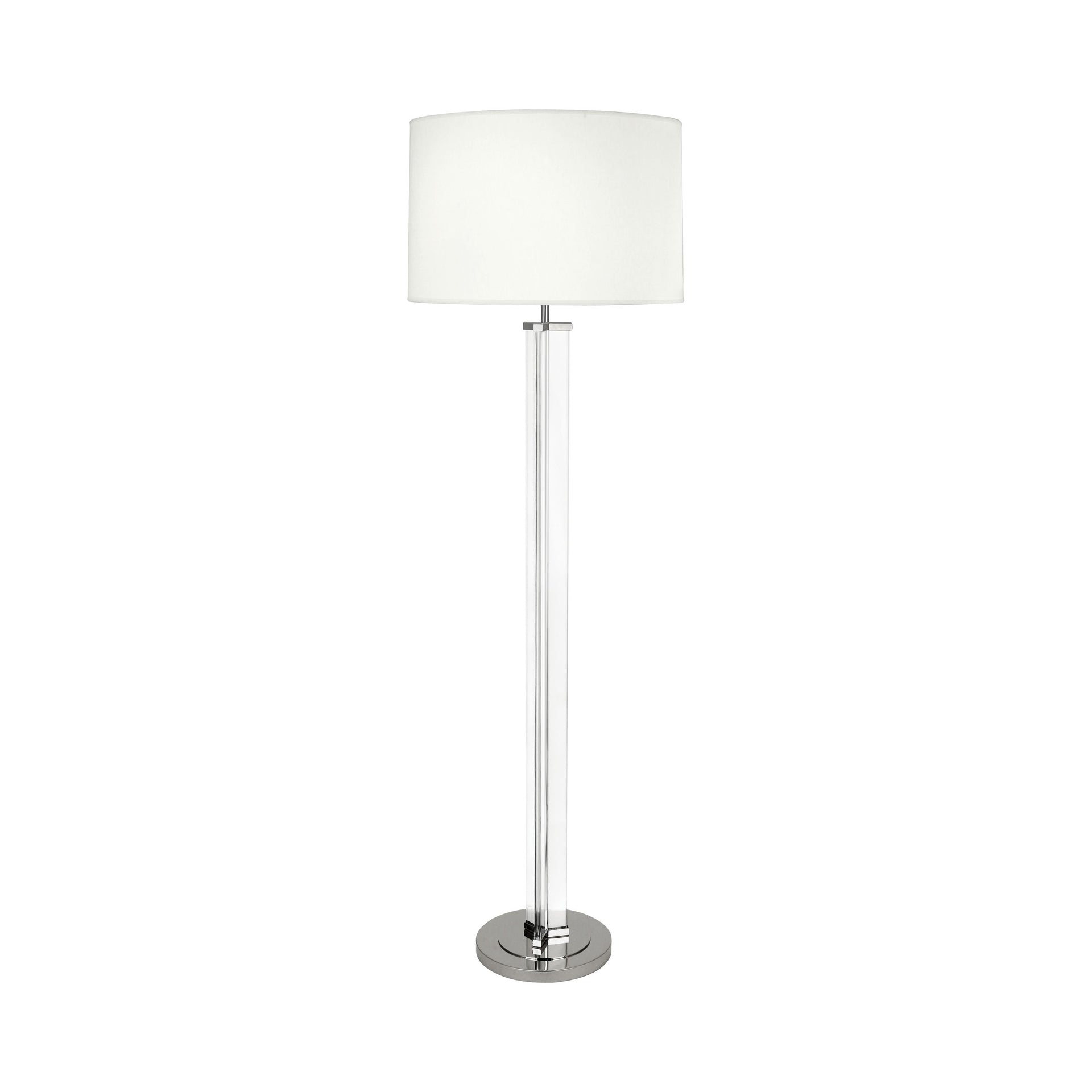 Fineas Aged Brass Floor Lamp with Linen Shade and Crystal Accents