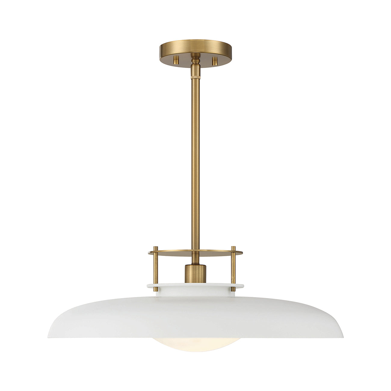 Savoy House Gavin 1 - Light Pendant in  White/Warm Brass