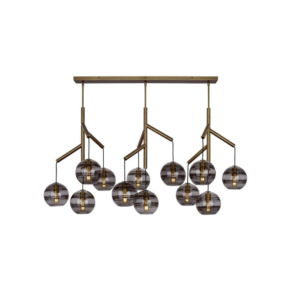 Sedona Triple LED Chandelier in Satin Nickel with Transparent Smoke Glass