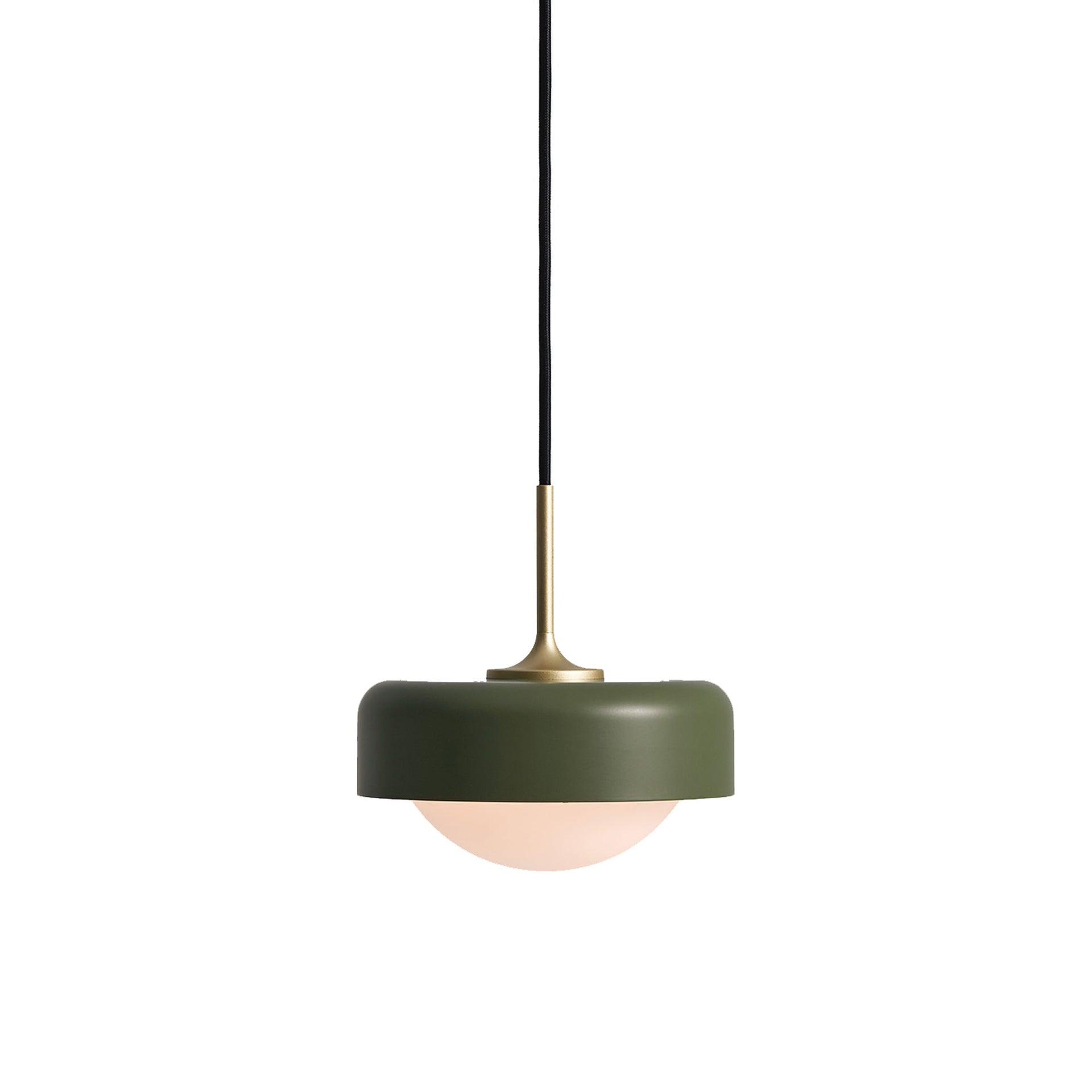 Green Frosted Glass LED Pendant Light with Steel Fixture