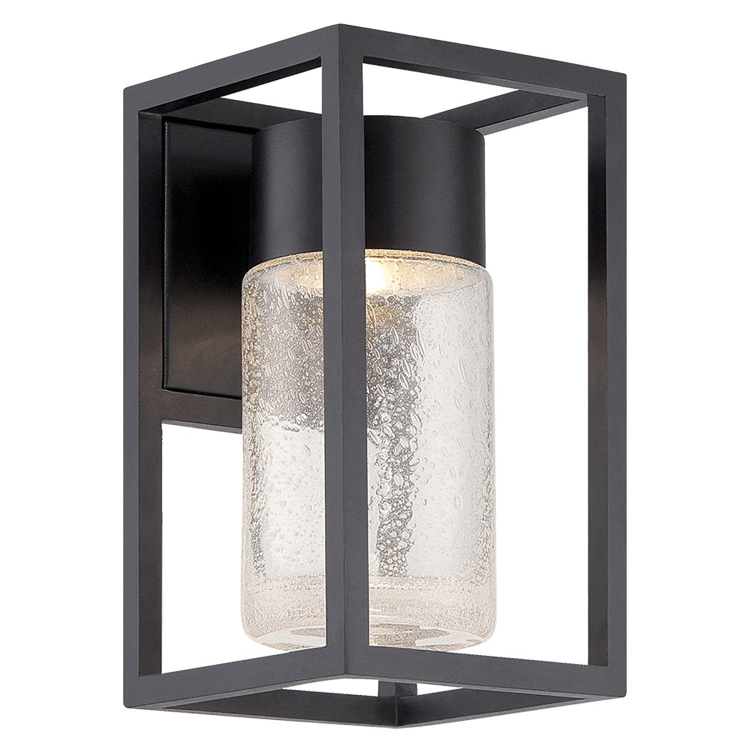 Black Cylinder LED Outdoor Wall Light with Clear Seeded Crystal