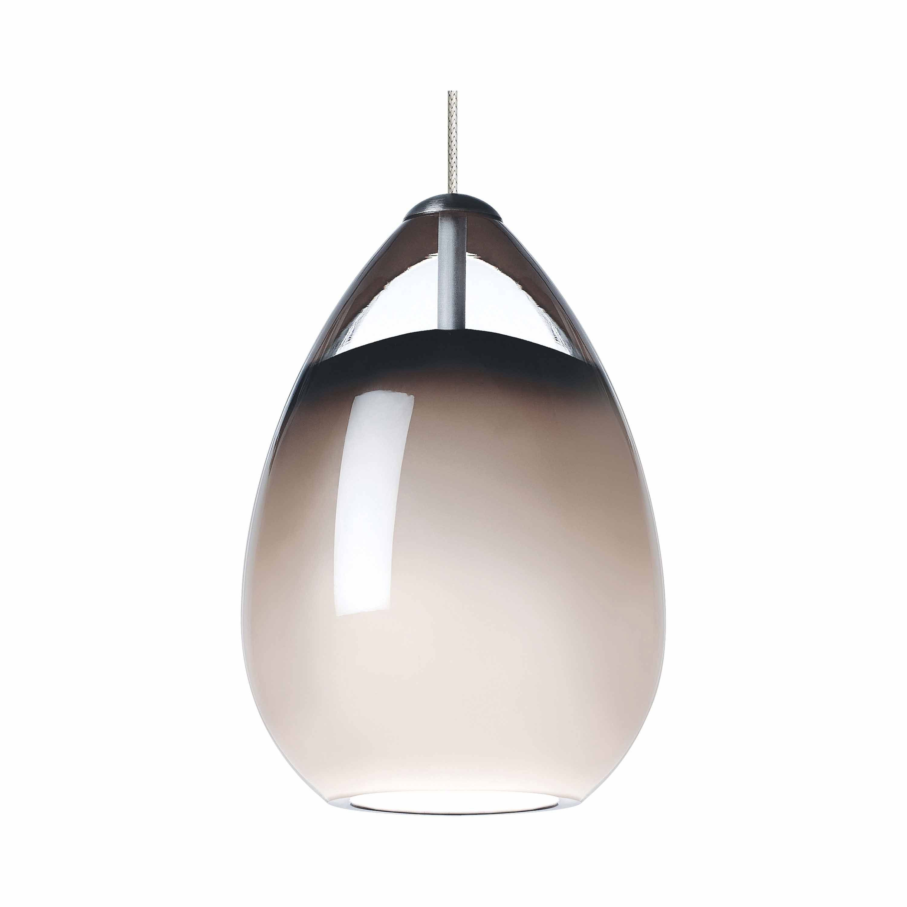 Satin Nickel Mini LED Pendant Light with Steel Blue Glass Shade