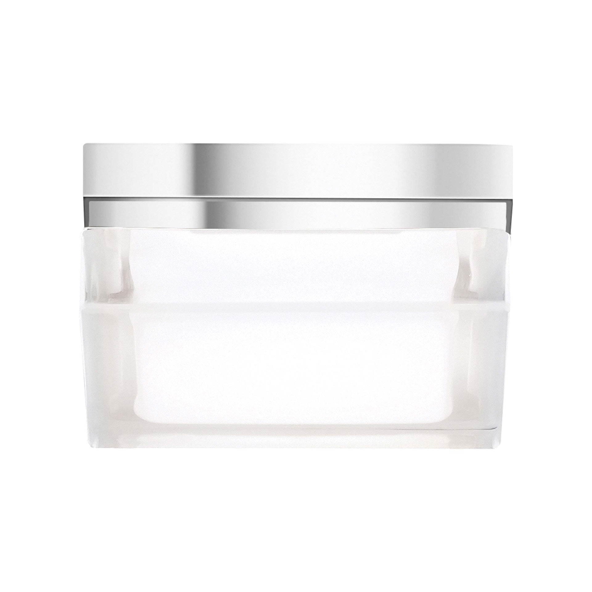Boxie Square Chrome Flush Mount Ceiling Light with Pressed Glass