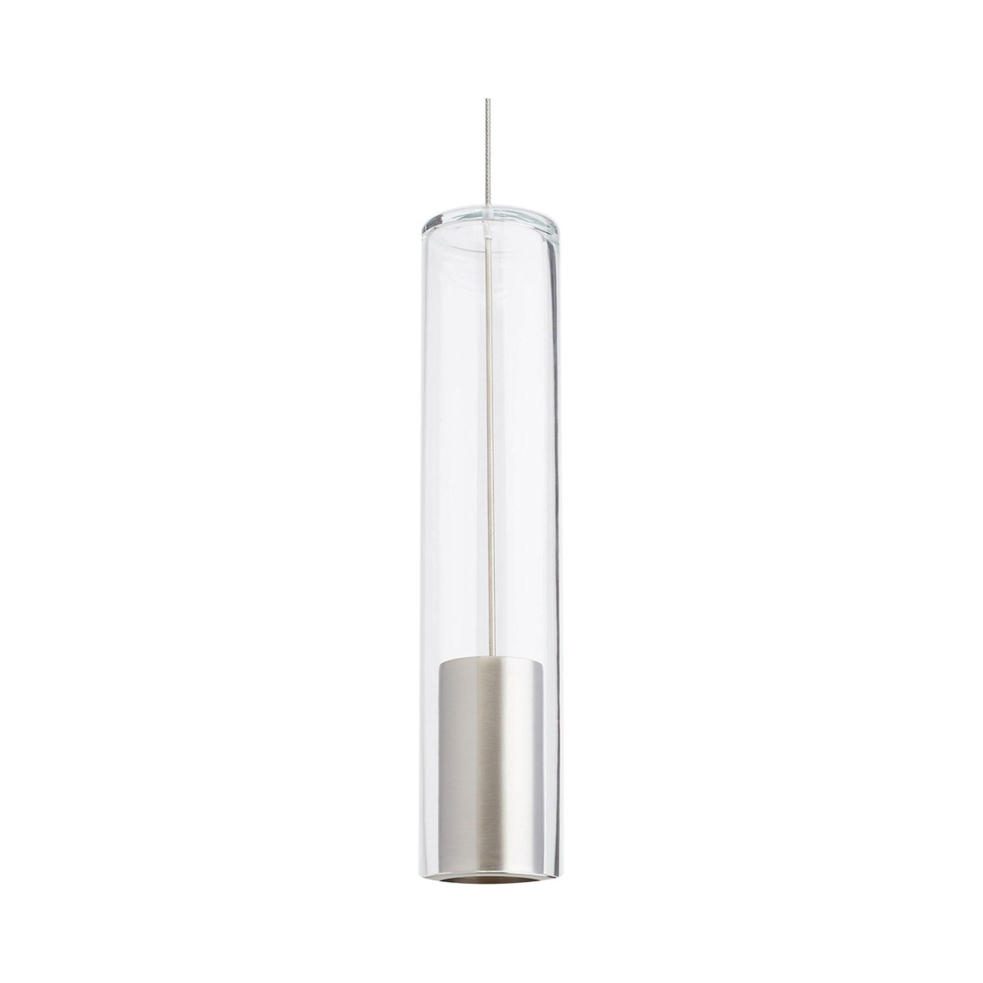 Captra Satin Nickel Mini LED Pendant Light with Clear Glass Shade
