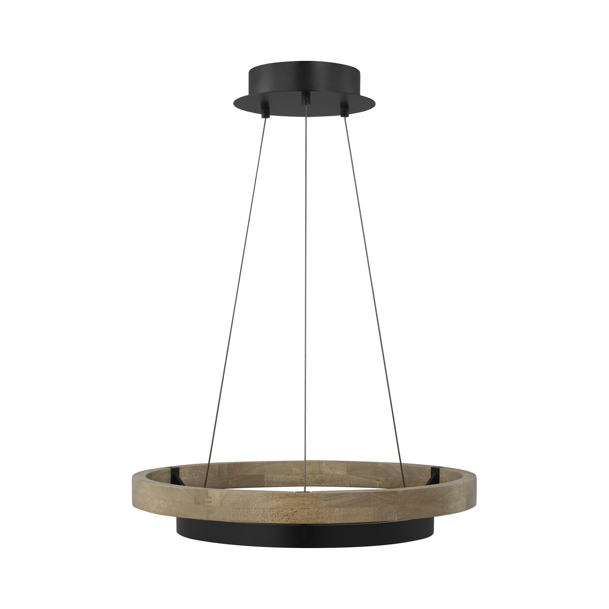 Matte Black and Weathered Oak LED Chandelier