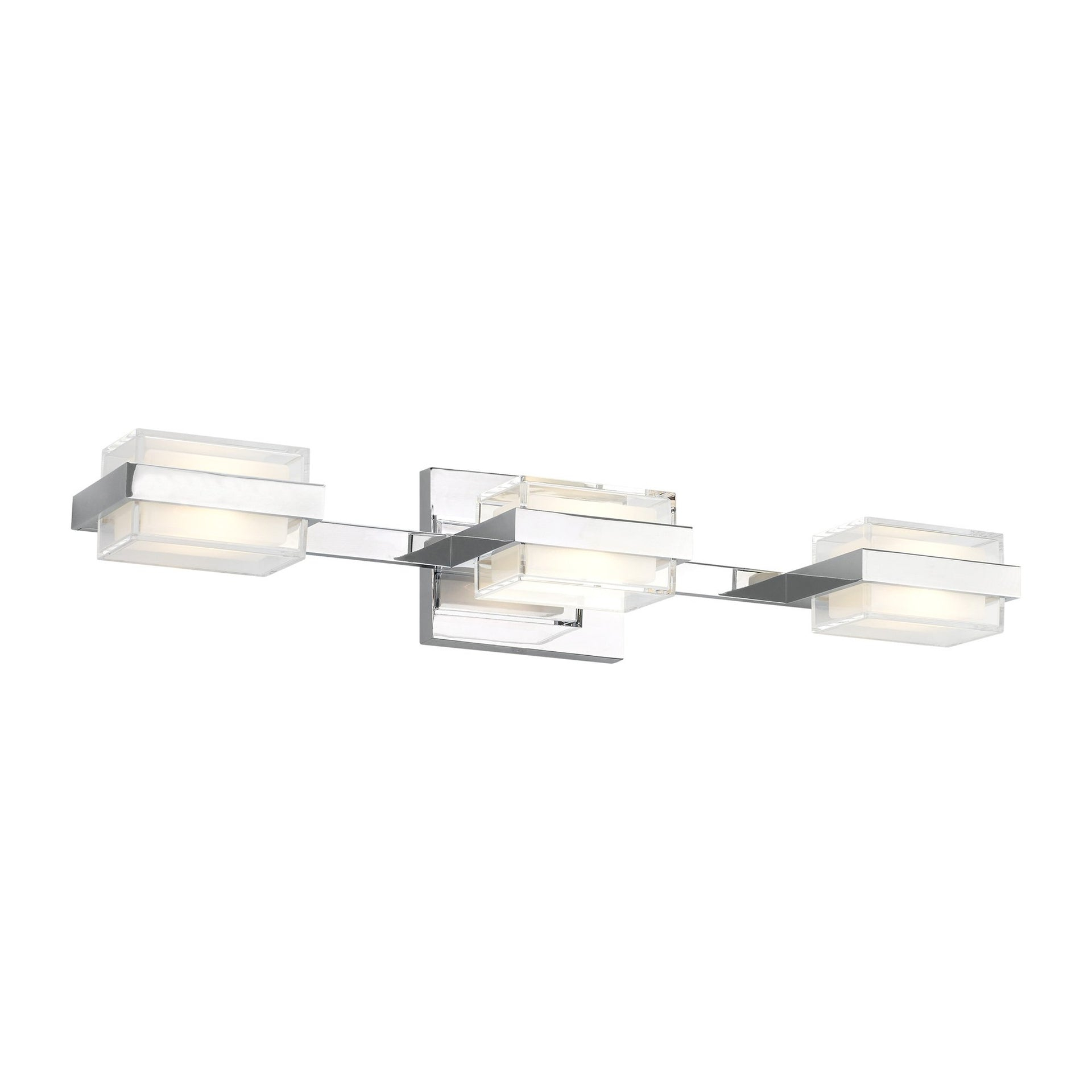 Kamden 3-Light Chrome and Glass Dimmable Bath Vanity Light