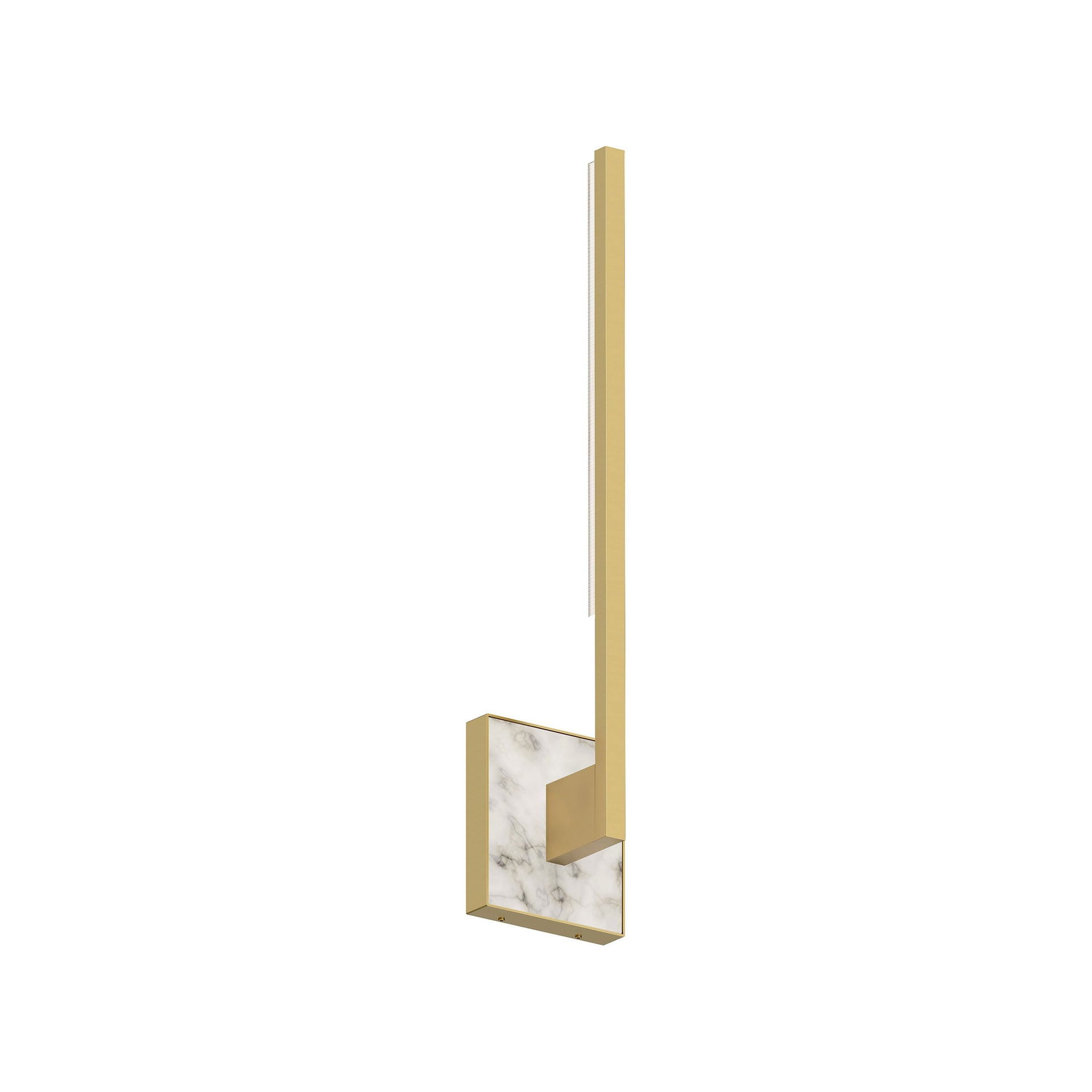 Klee Modern Dimmable Brass & Black LED Wall Sconce with White Marble Accent