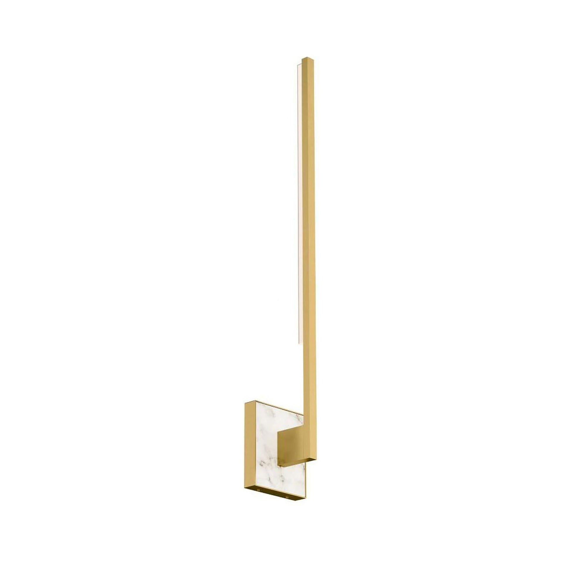 Klee Dimmable LED Wall Sconce in Black with Natural Brass and White Marble