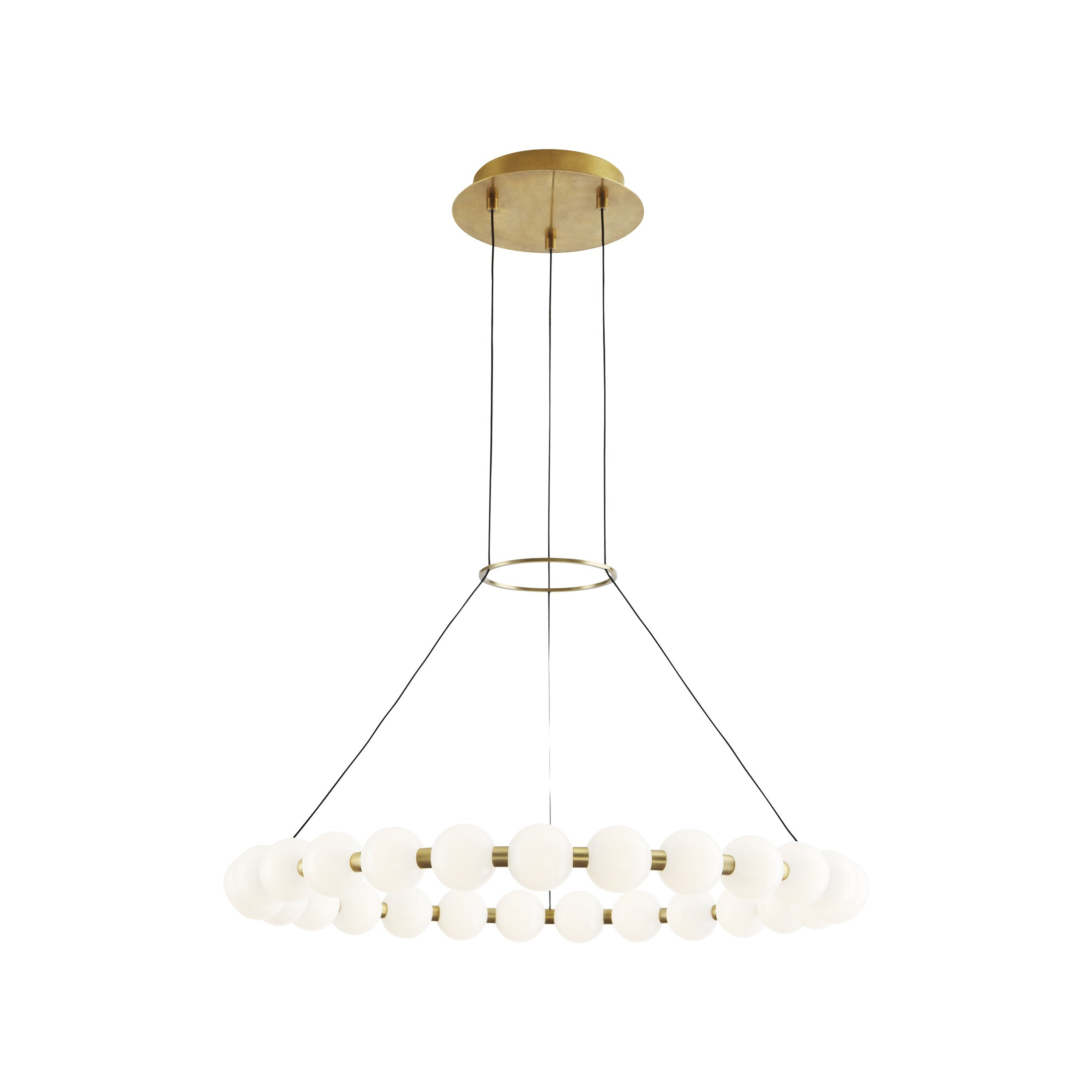 Nightshade Black Modern LED Chandelier 42" with Milk-Glass Orbs
