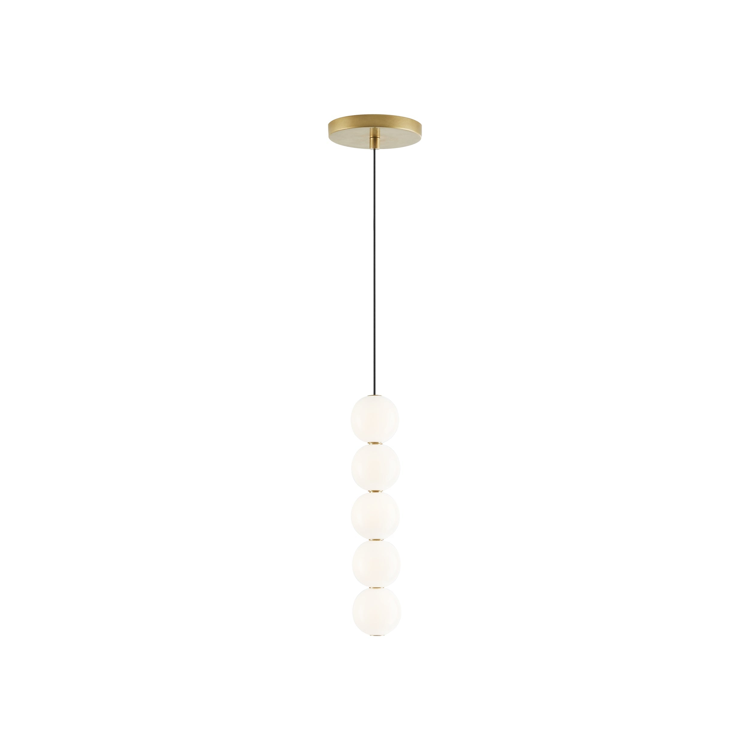 Orbet Natural Brass 5-Light LED Globe Pendant with Milk Glass Orbs