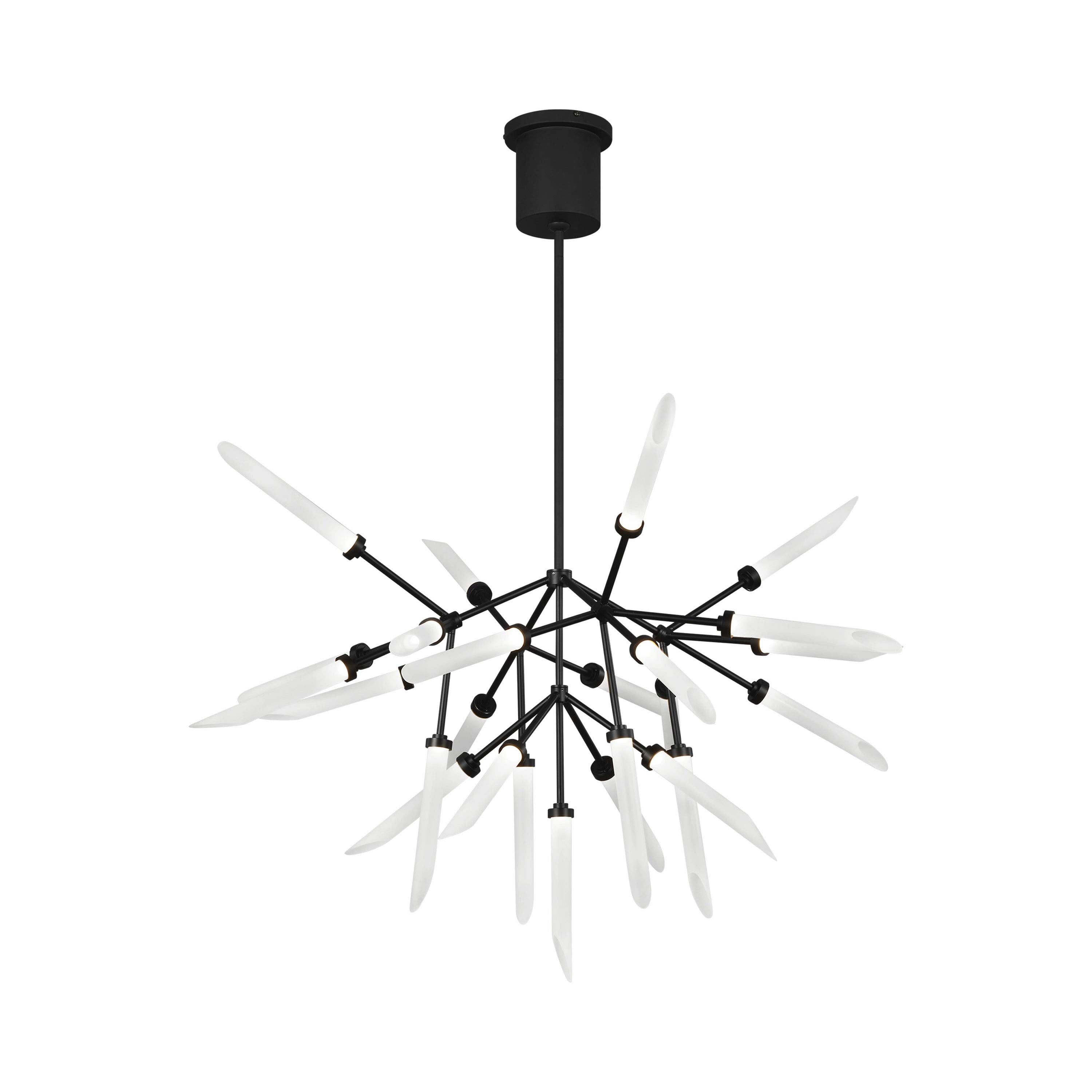 Aged Brass 25-Light LED Chandelier with Frosted Glass Shades