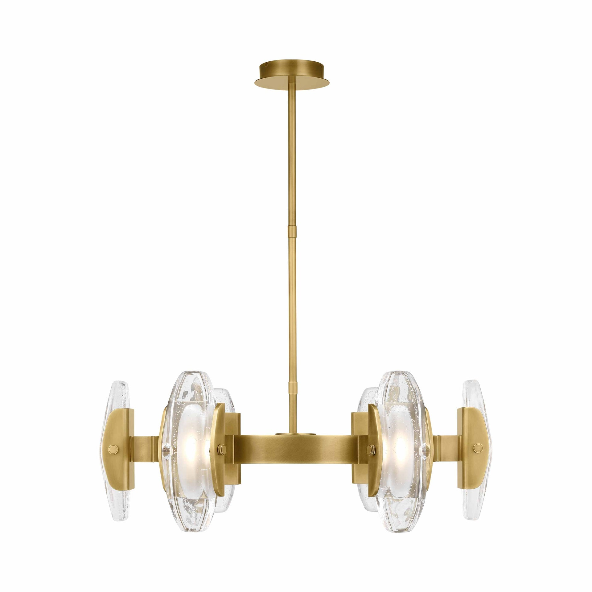 Wythe Medium Plated Brass and Glass LED Chandelier
