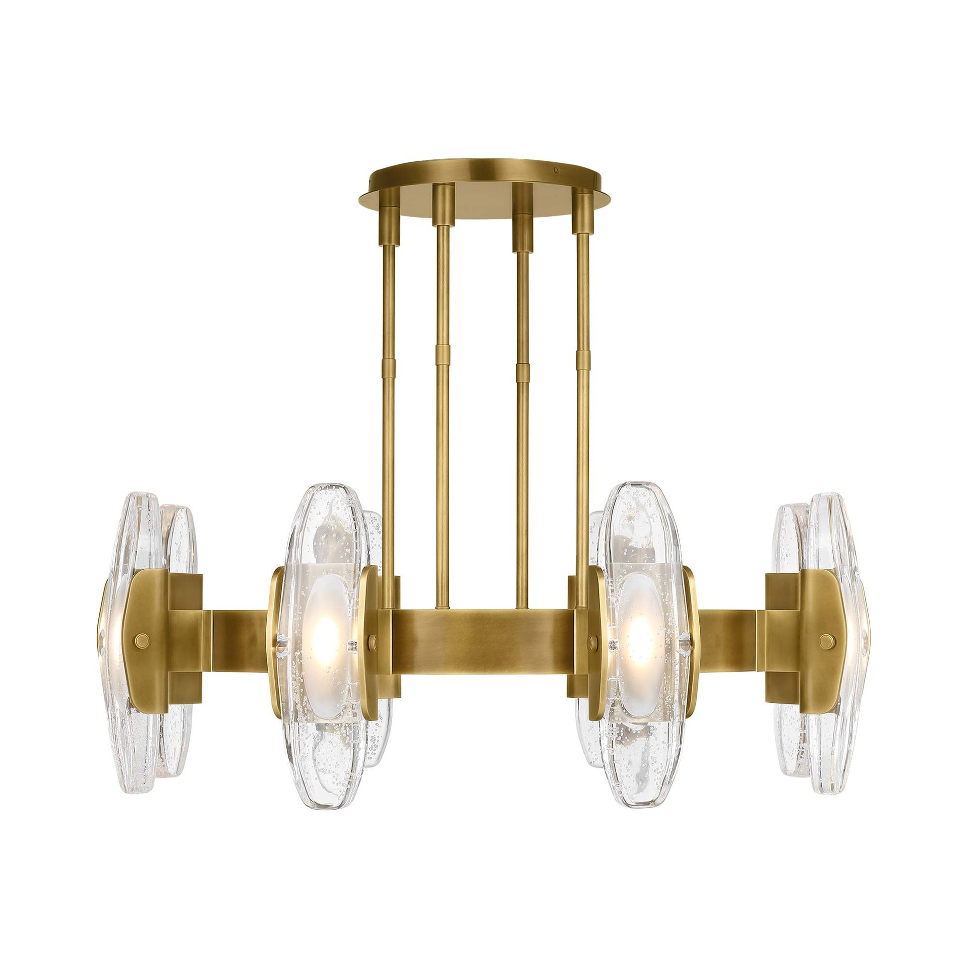 Wythe Large LED Chandelier in Plated Brass with Cast Glass