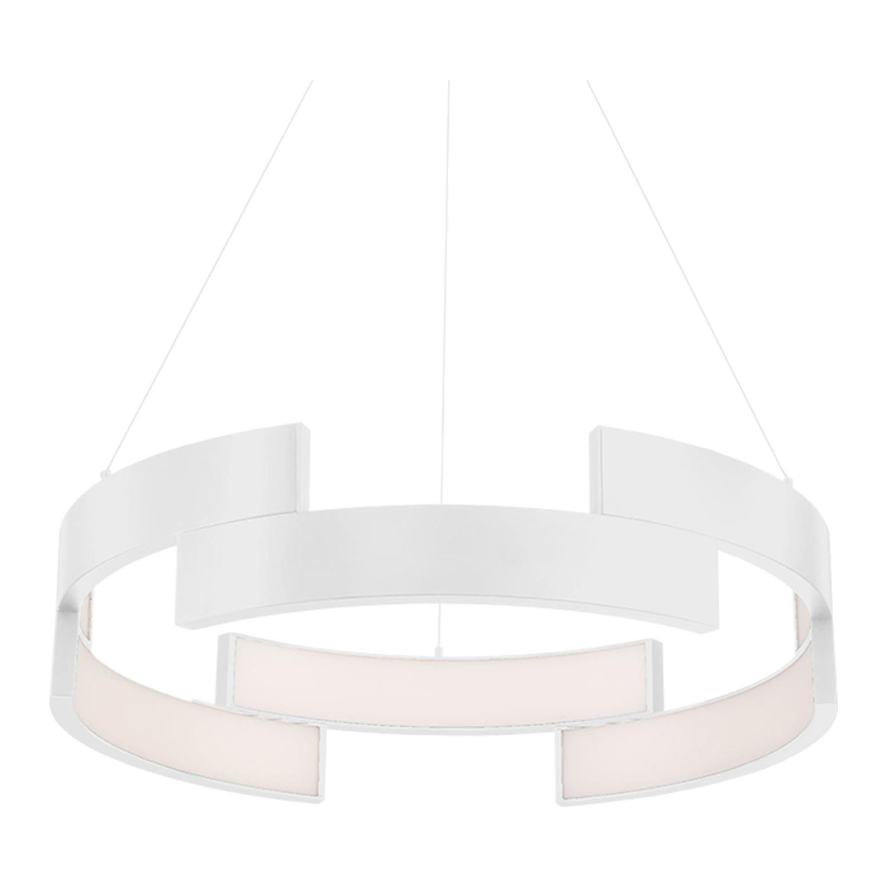Futuristic Terraced 38" White LED Pendant Light with Energy-Efficient Glow