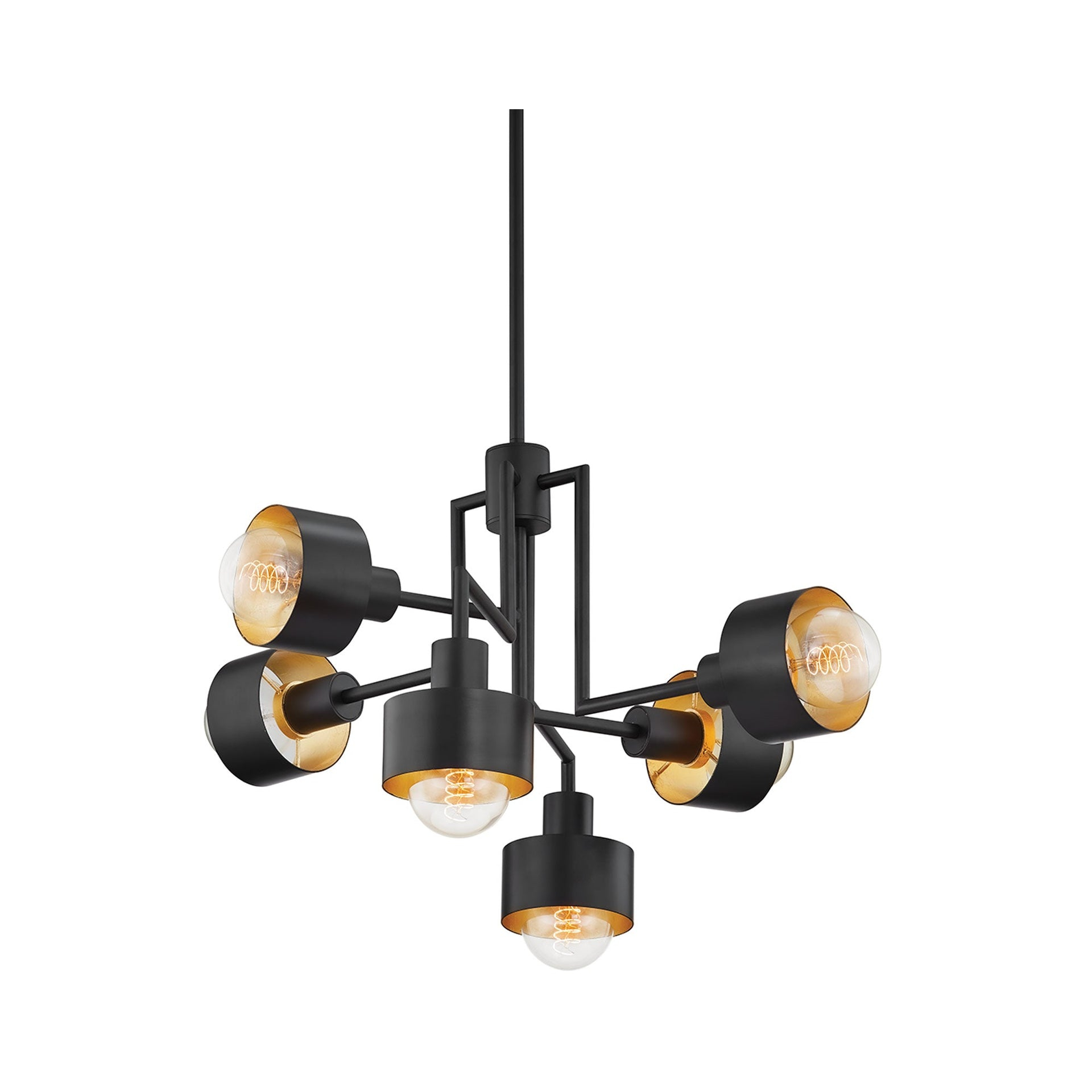 6 Light Chandelier   Soft Black/Gold Leaf Finish Troy Lighting F8726-Sbk/Gl