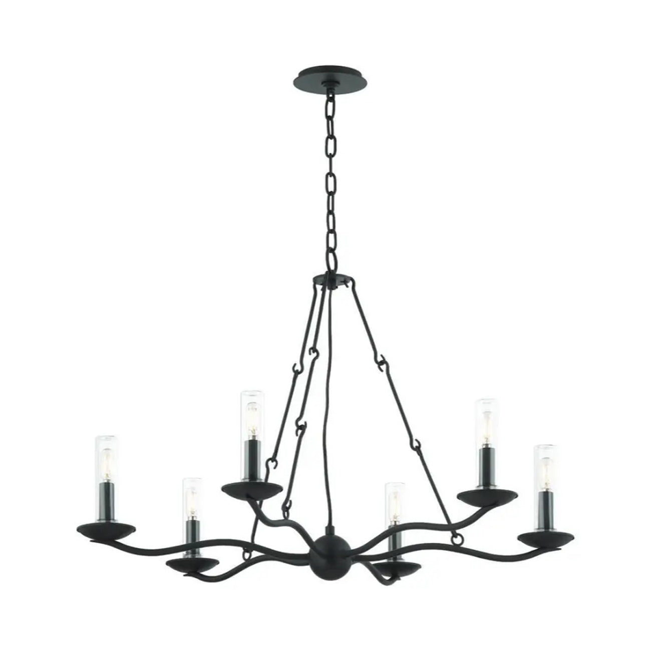 Troy Lighting Sawyer 6 - Light Chandelier in  Forged Iron Clear Shade