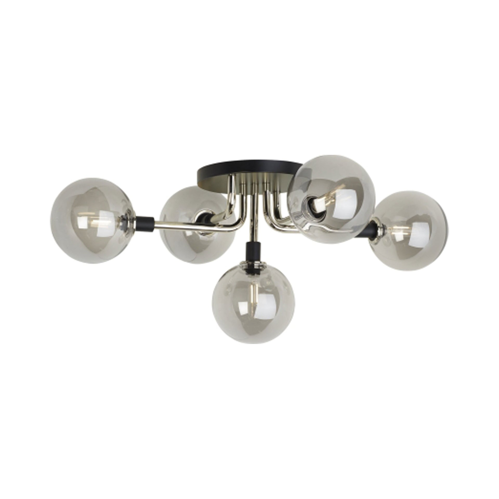 Modern Polished Nickel Globe Pendant with Smoke Glass Shade