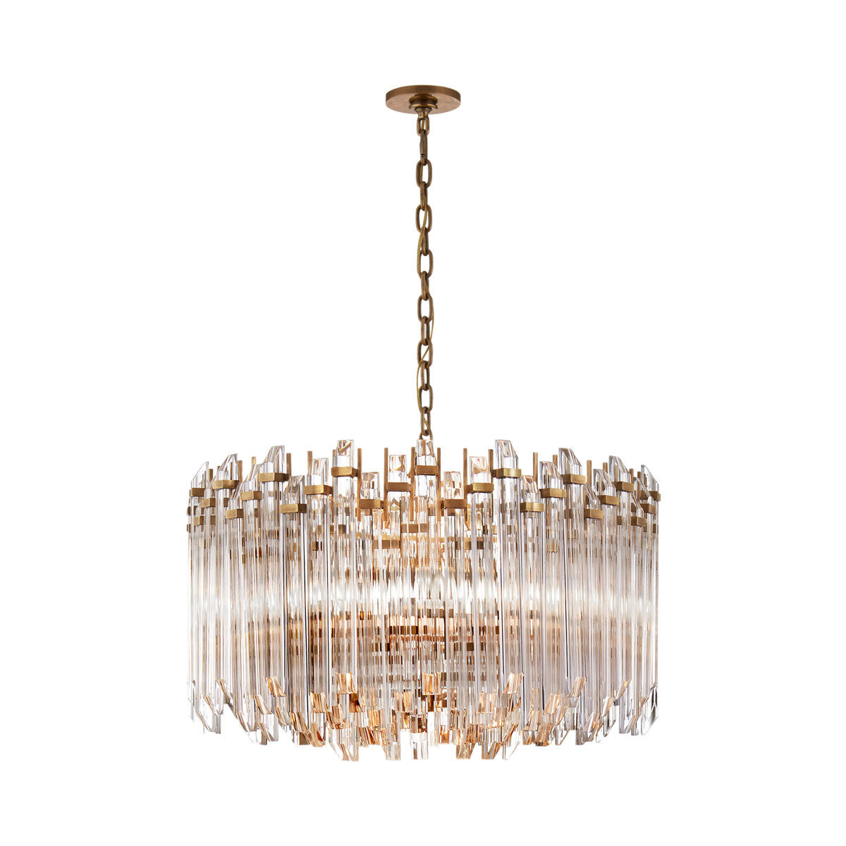 Adele Hand-Rubbed Antique Brass 4-Light Acrylic Drum Chandelier