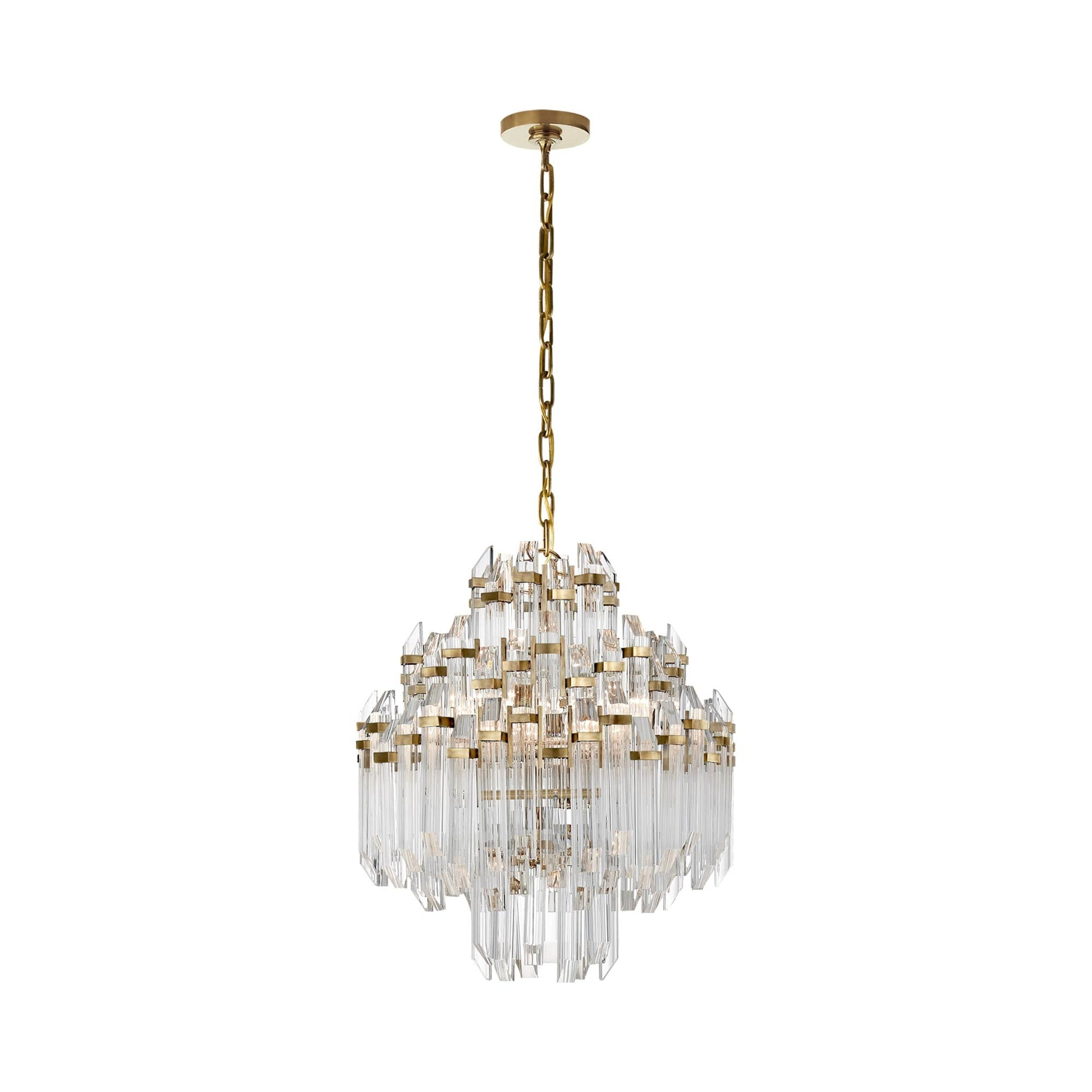 Mini Adele Brass and Crystal 24" Plug-in Candle Chandelier