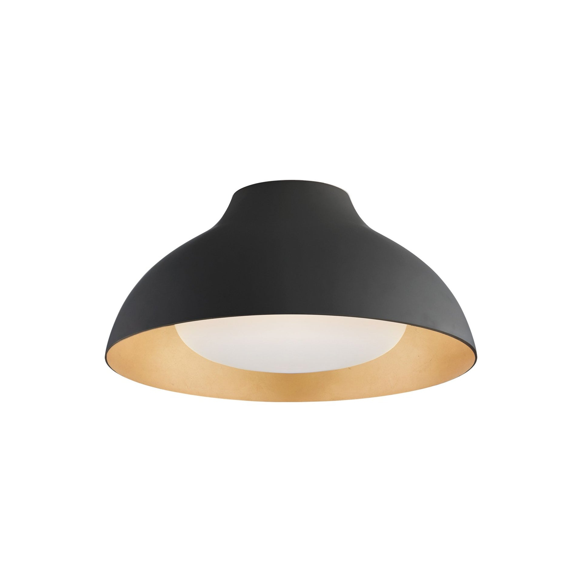 Agnes 7" Matte Black and Gold LED Flush Mount with Soft White Glass