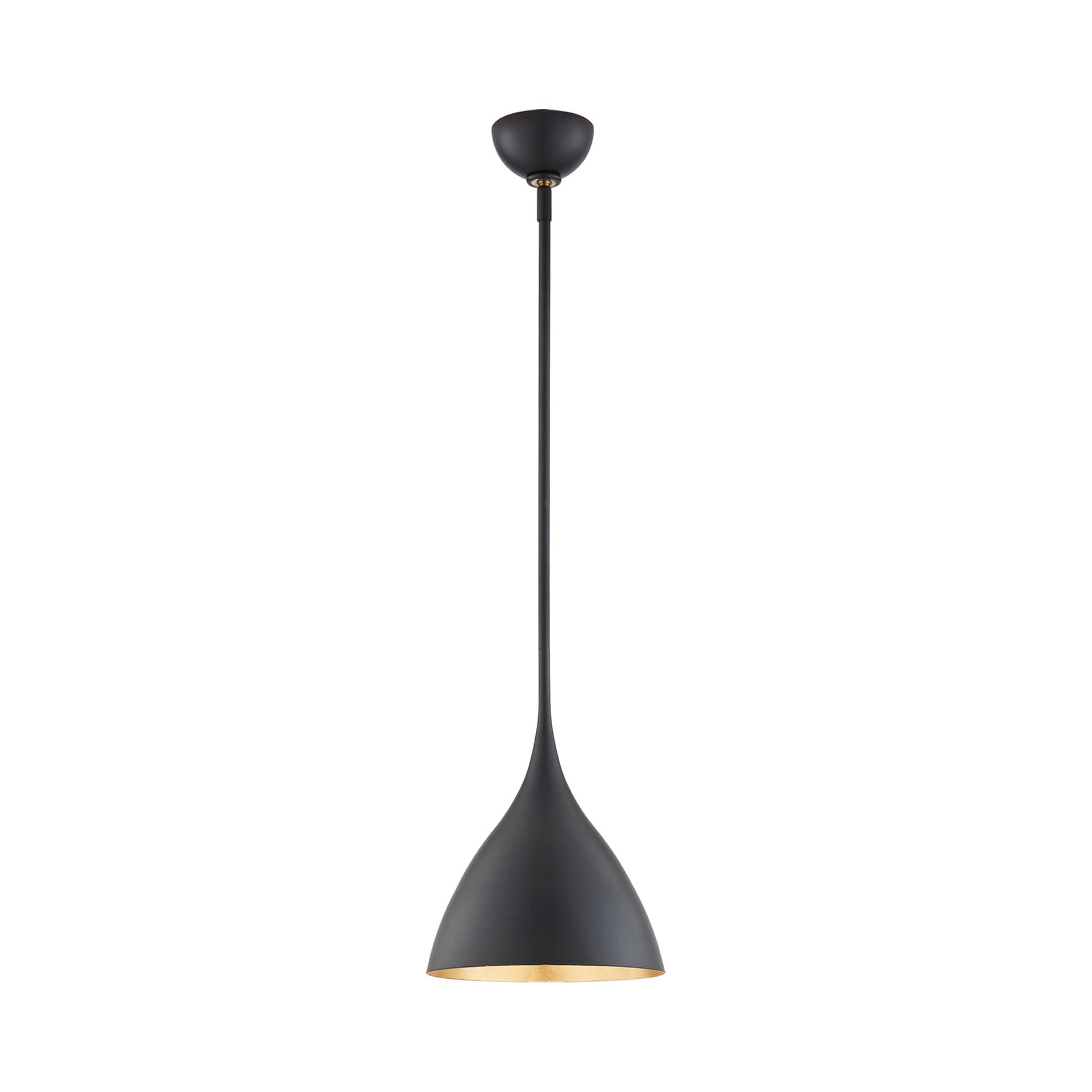 Matte Black and Gold 13.5" Metal Pendant Light