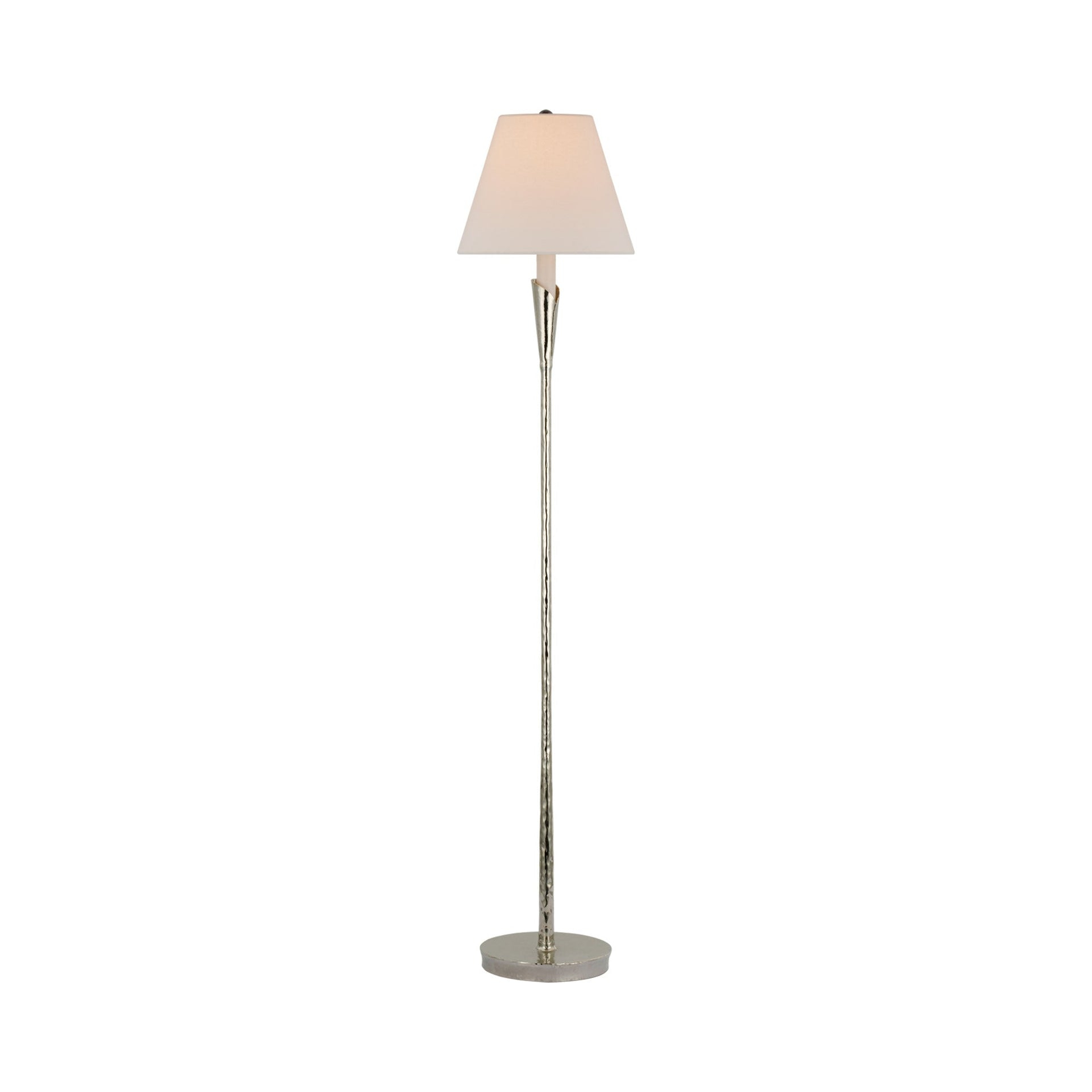 Aiden Polished Nickel Adjustable Outdoor Floor Lamp with Linen Shade