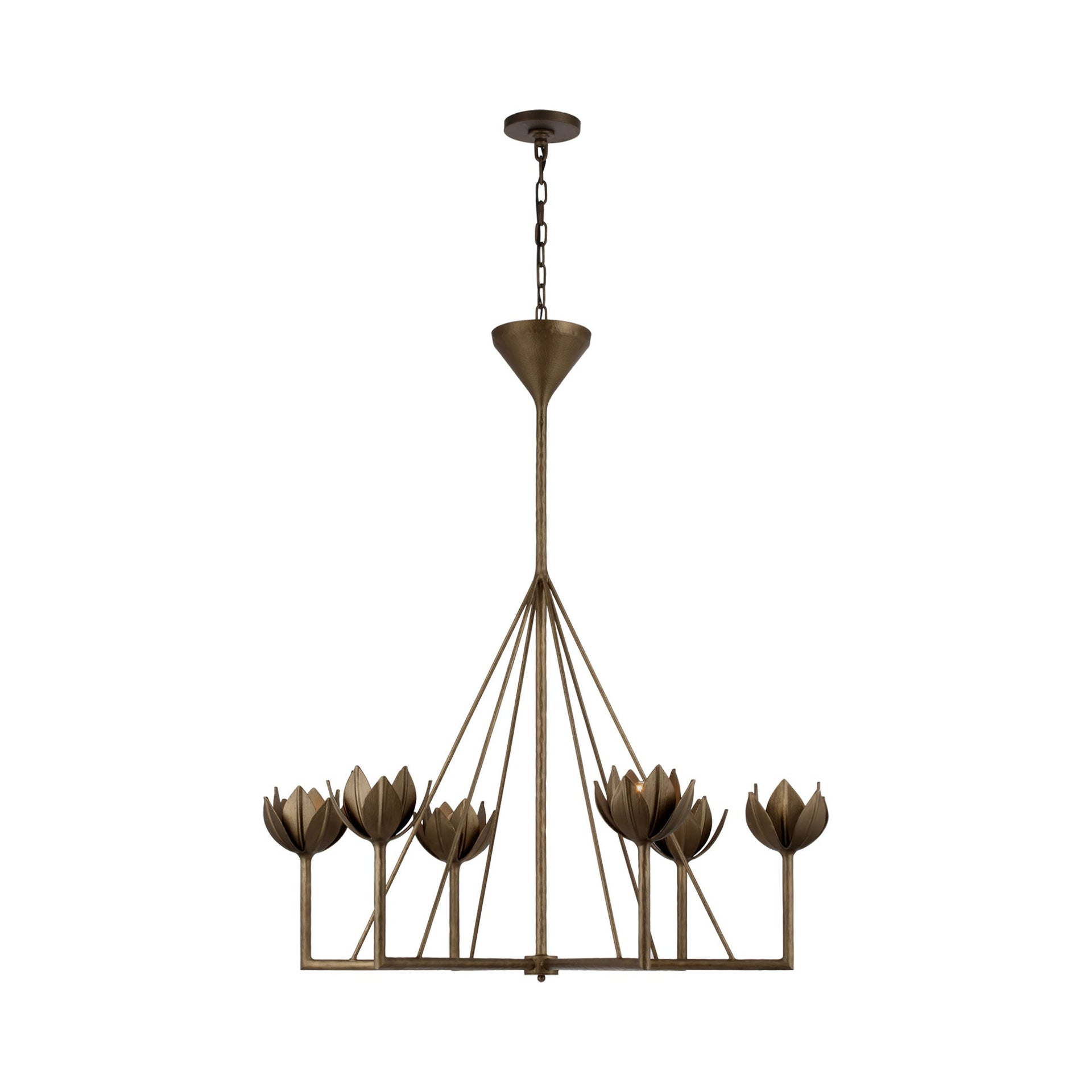 Alberto Antique Bronze Leaf 6-Light Crystal Candle Chandelier