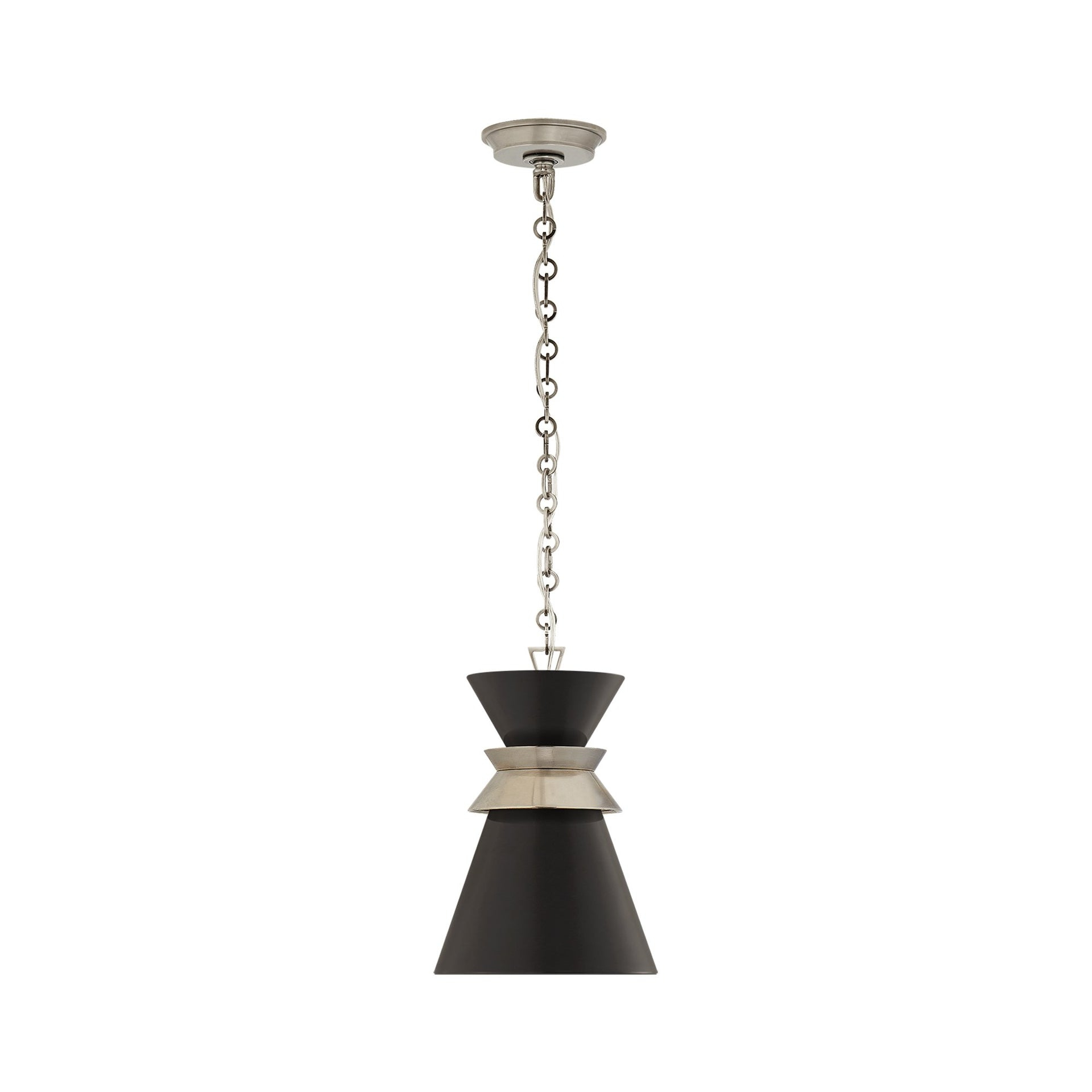 Alborg 15" Matte Black and Antique Nickel Pendant Light