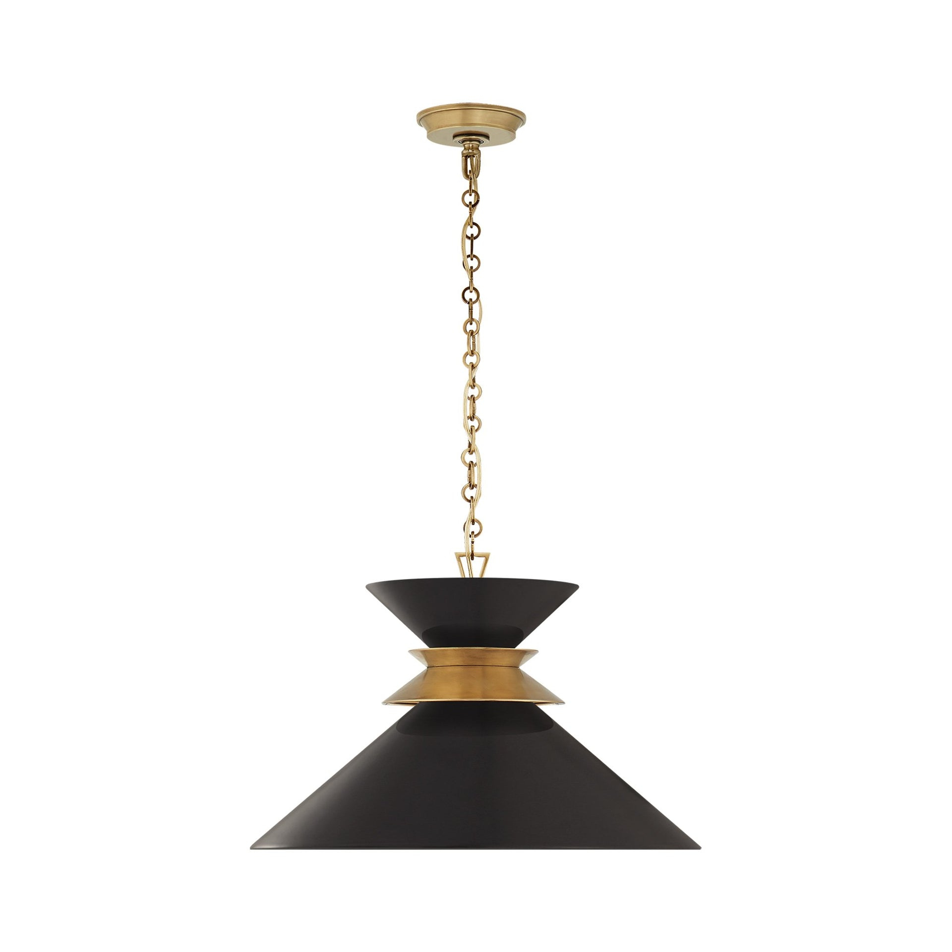Antique Brass and Matte Black Geometric Pendant Light