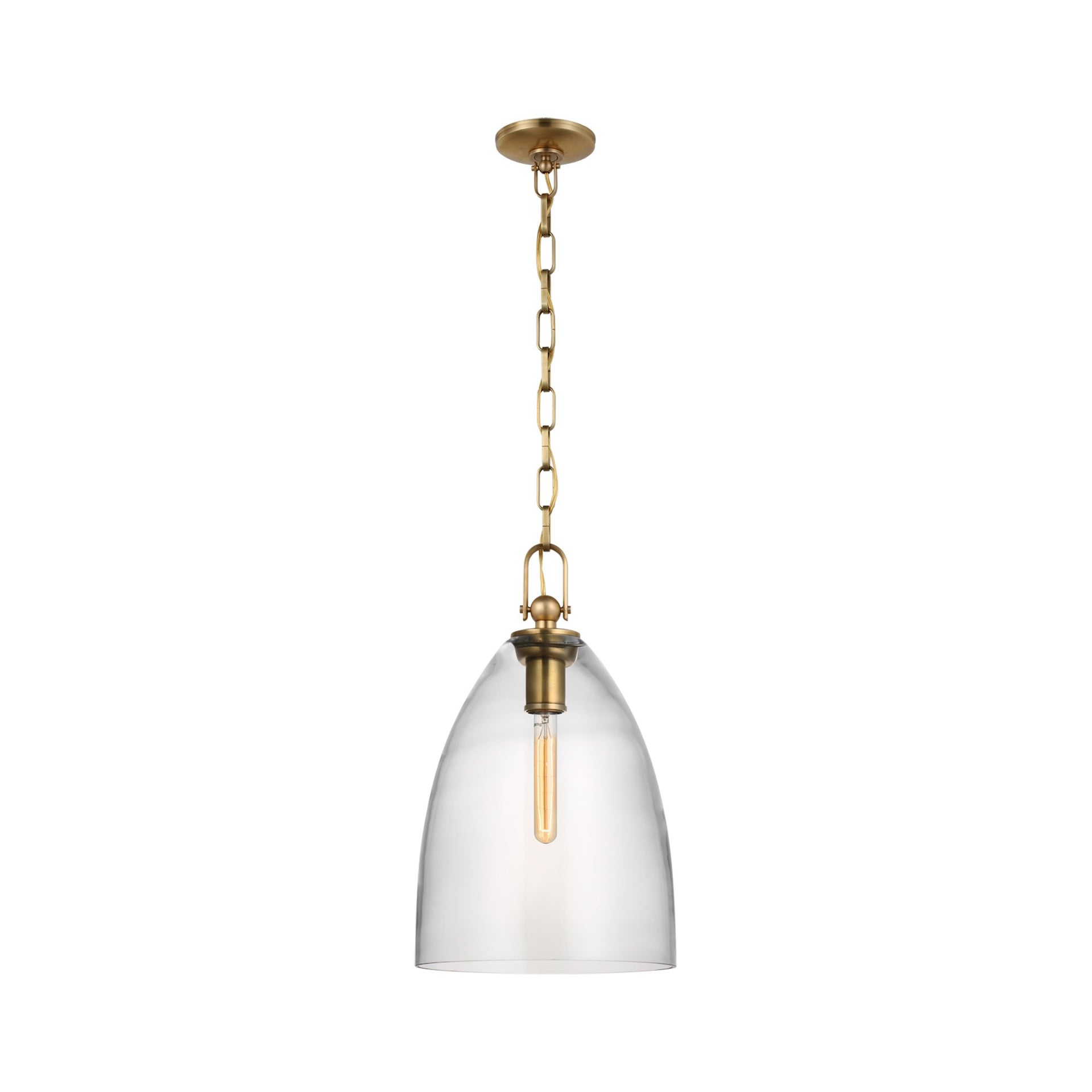 Antique Brass and Clear Glass Pendant Light