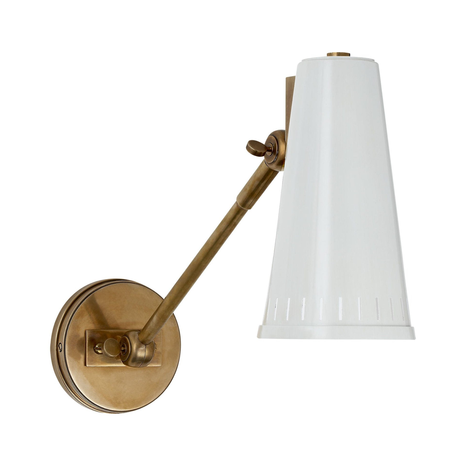 Antonio Midcentury Modern Adjustable Hand-Rubbed Brass Wall Sconce