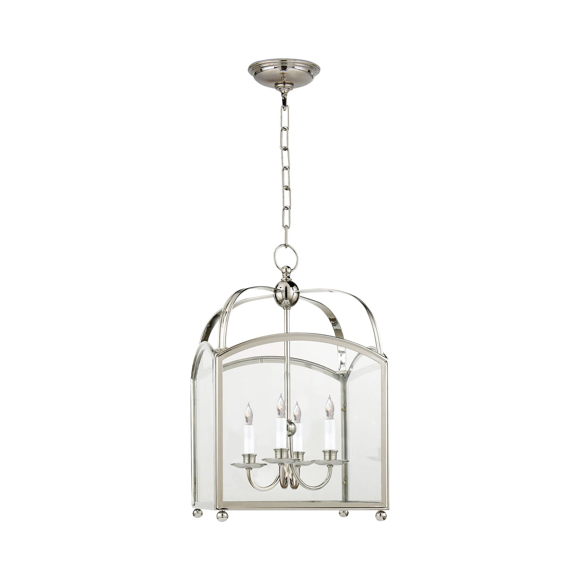 Transitional Arch Top 24" Polished Nickel Lantern Pendant