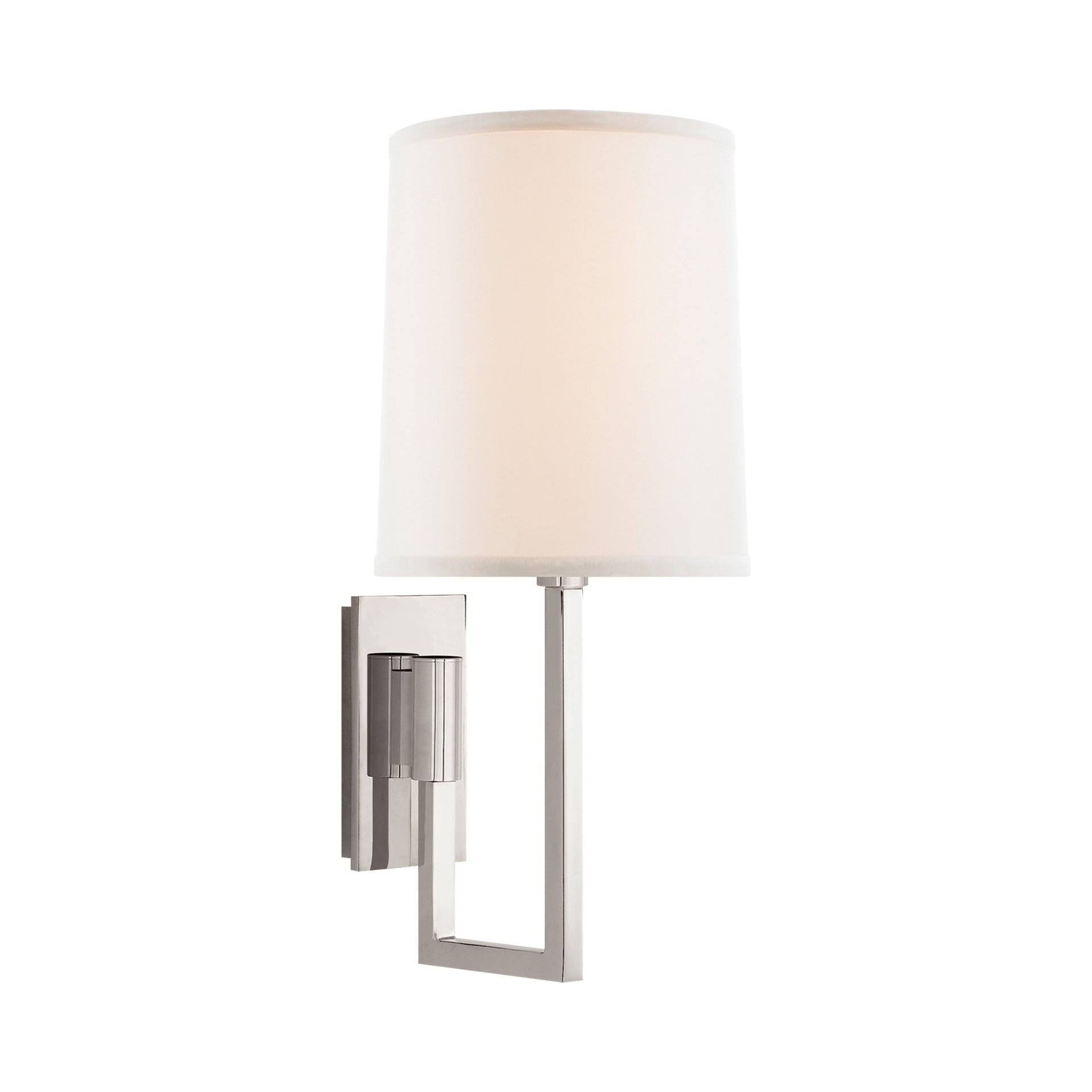 Aspect Polished Nickel Wall Sconce with Ivory Linen Shade