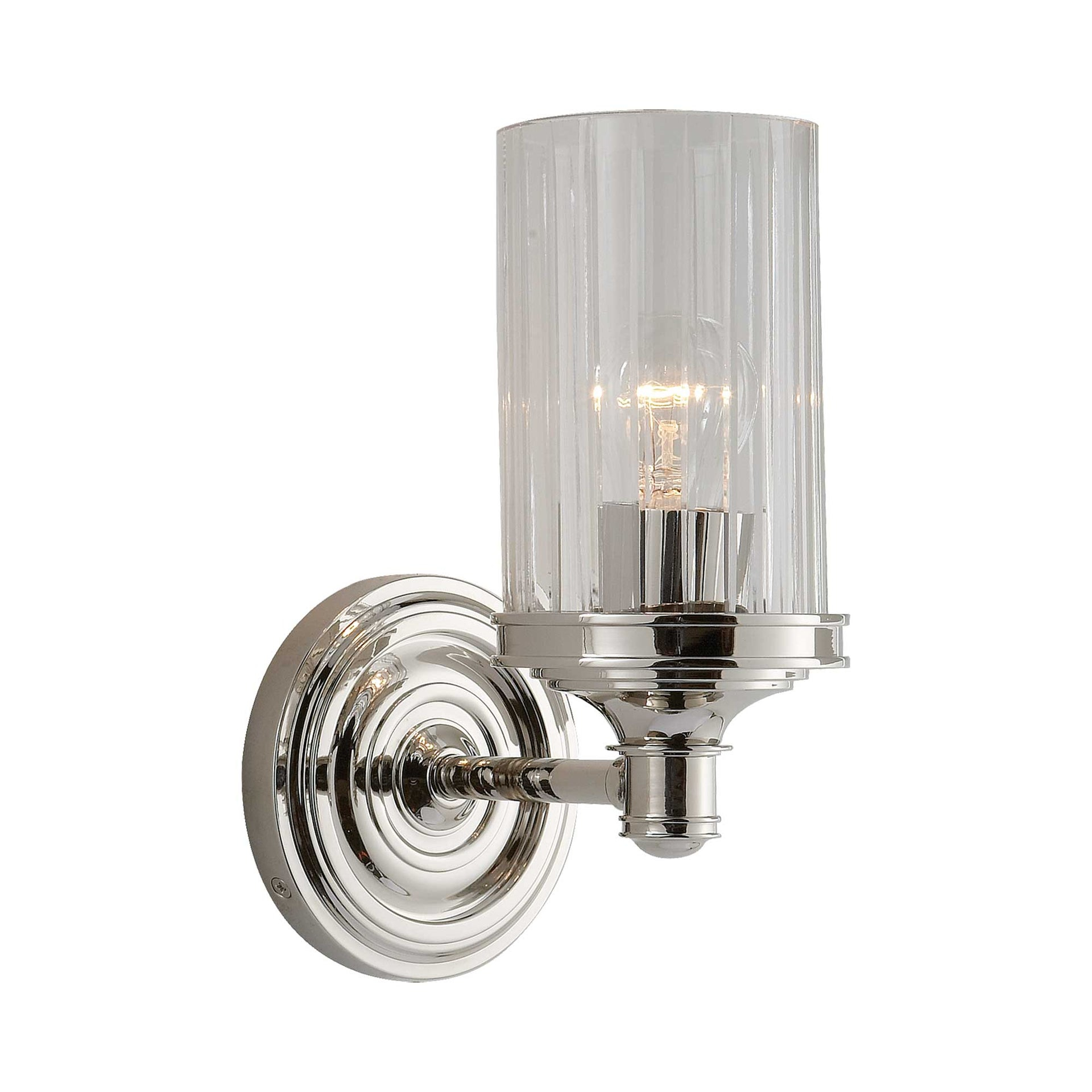 Ava Sleek Prismatic Nickel 9.25" Wall Sconce, Dimmable & Damp Rated