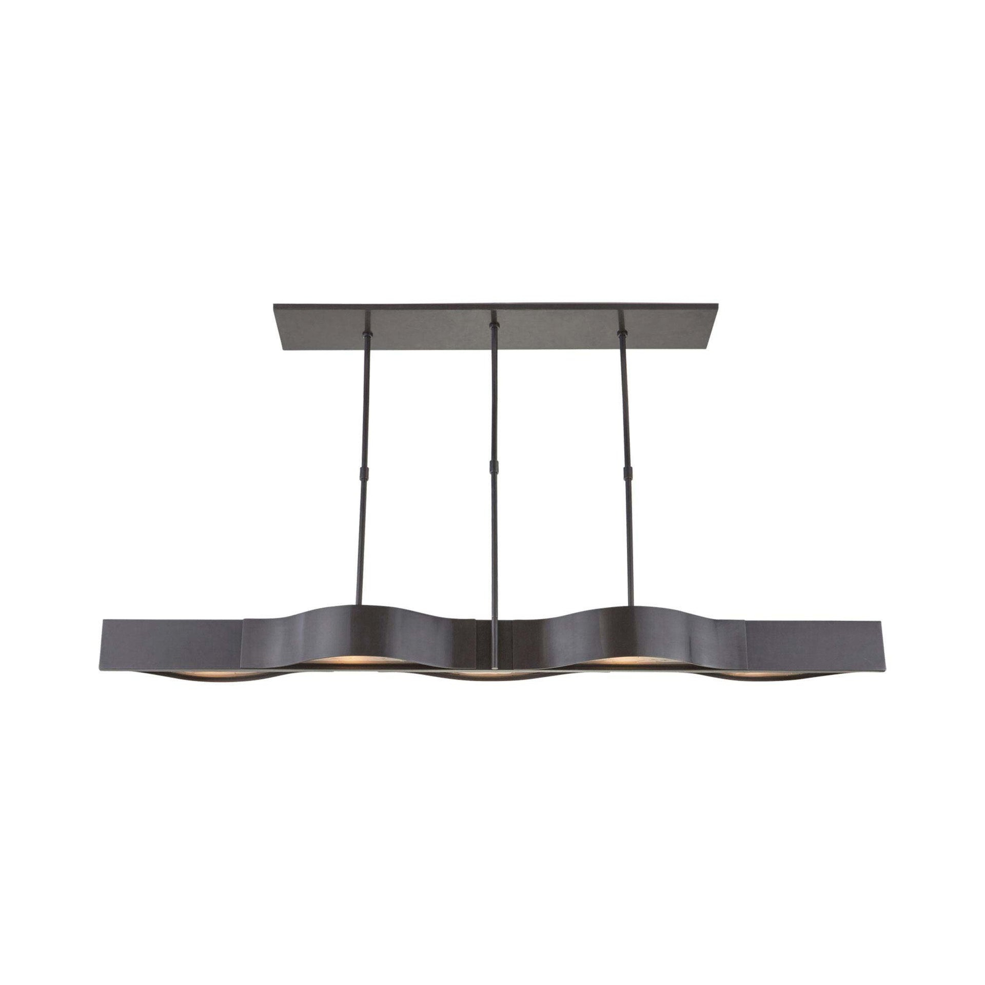Avant Linear 5-Light Bronze Pendant with Frosted Glass Accents