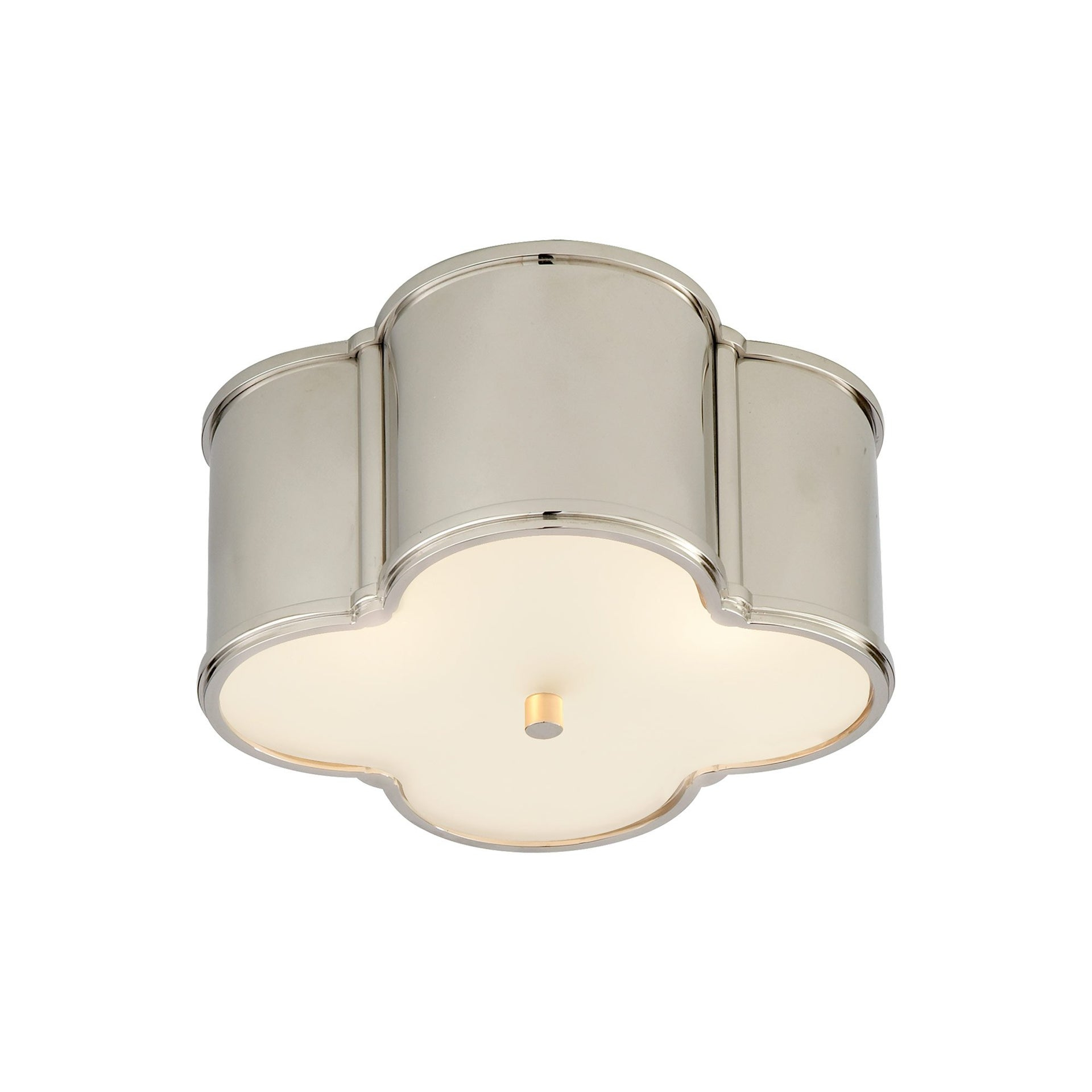 Polished Nickel Glass 2-Light Flush Mount Ceiling Fixture