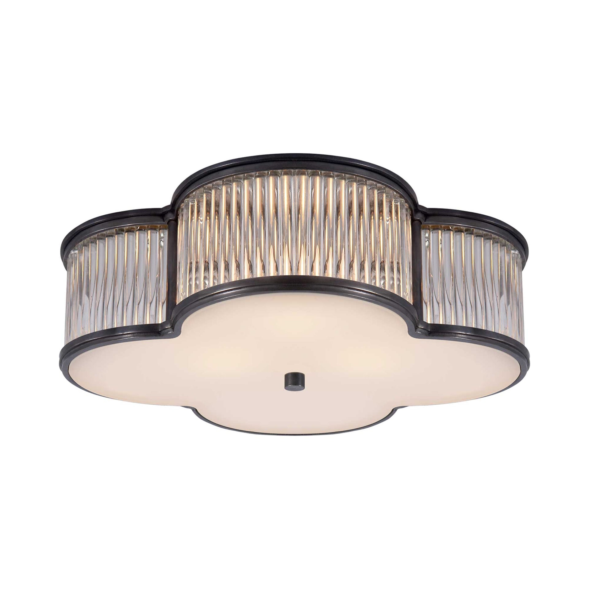 Basil Gun Metal and Clear Glass 17" Flush Mount Light