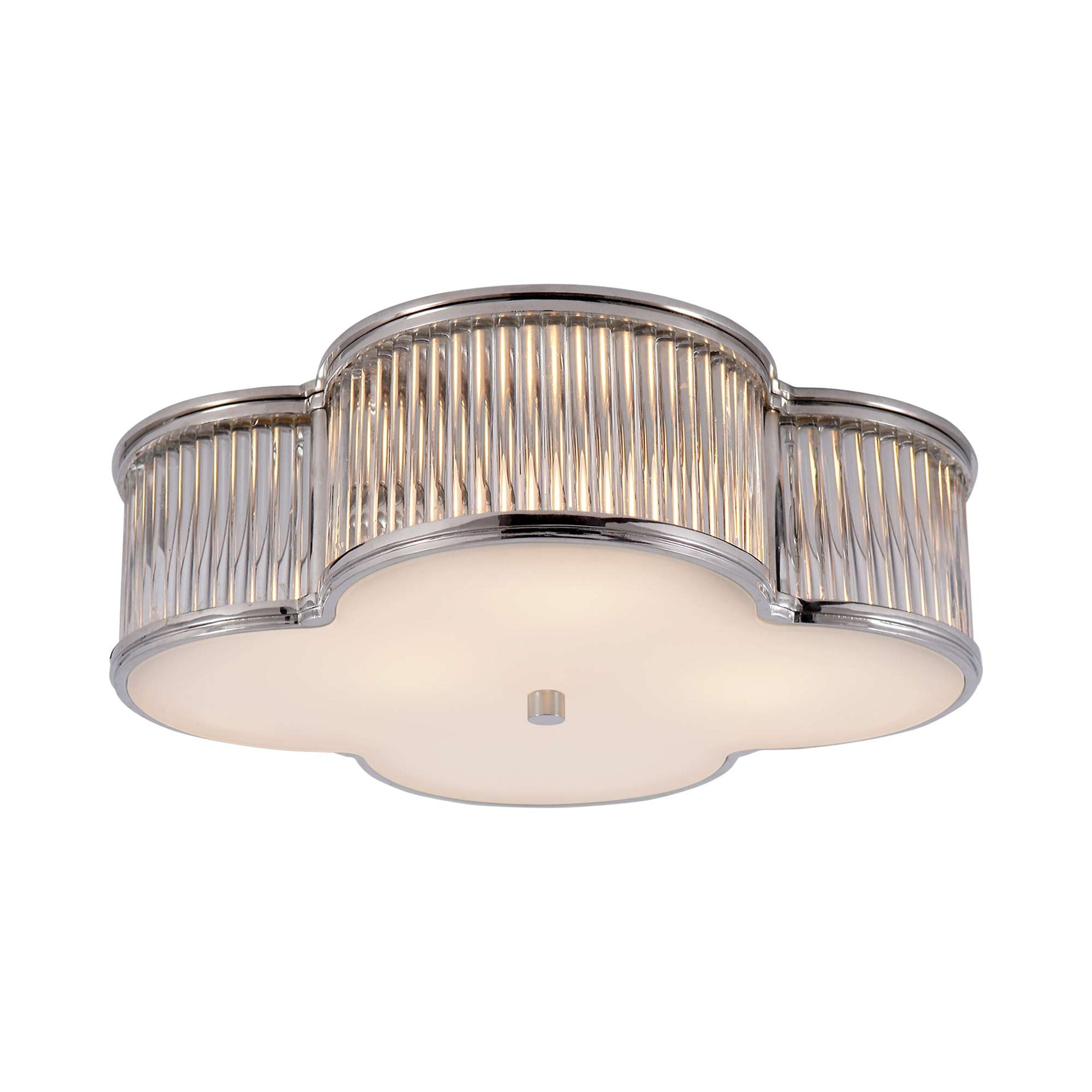 Basil 17" Polished Nickel and Clear Glass Flush Mount