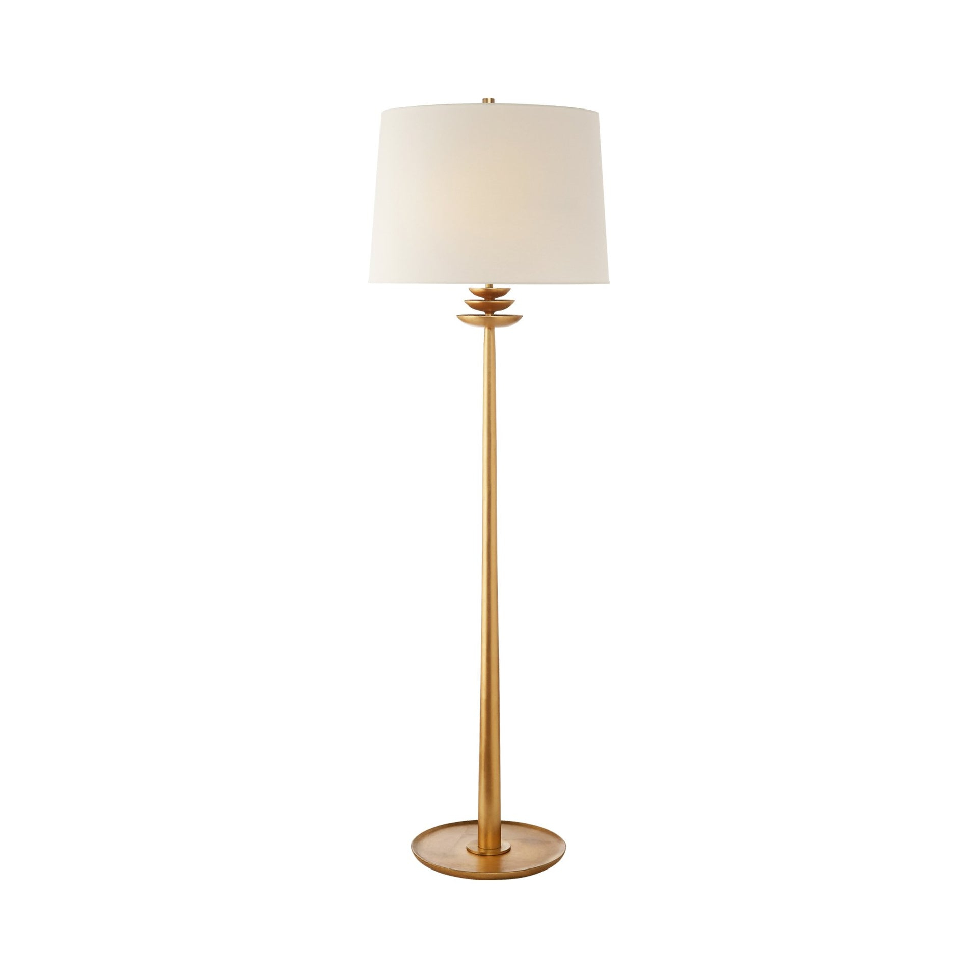 Beaumont Adjustable 62.75'' Outdoor Floor Lamp in Gild with Linen Shade