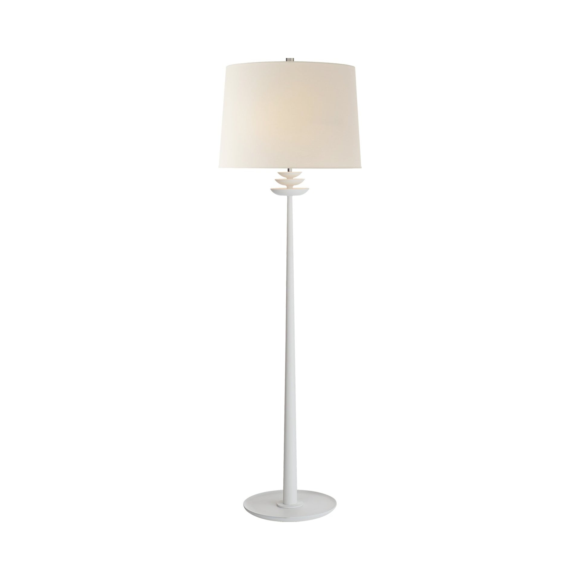 Plaster White Adjustable Outdoor Floor Lamp with Linen Shade