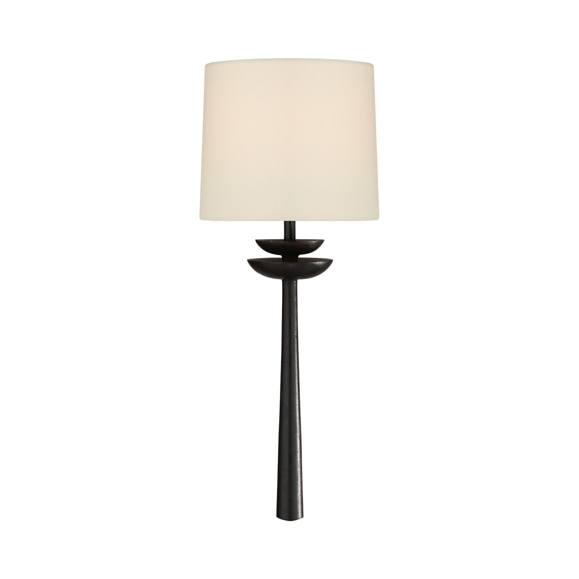 Beaumont Pagoda-Inspired Black Metal Wall Sconce with Linen Shade