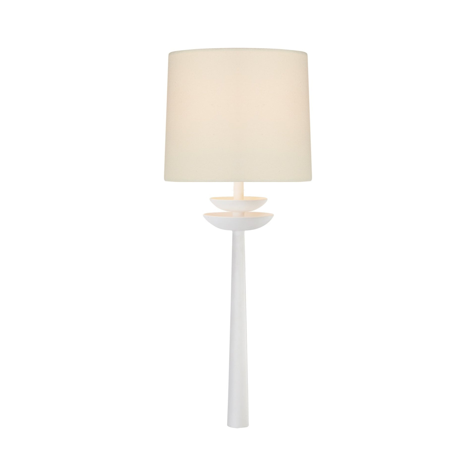 Matte White 19" Metal Wall Sconce with Linen Shade