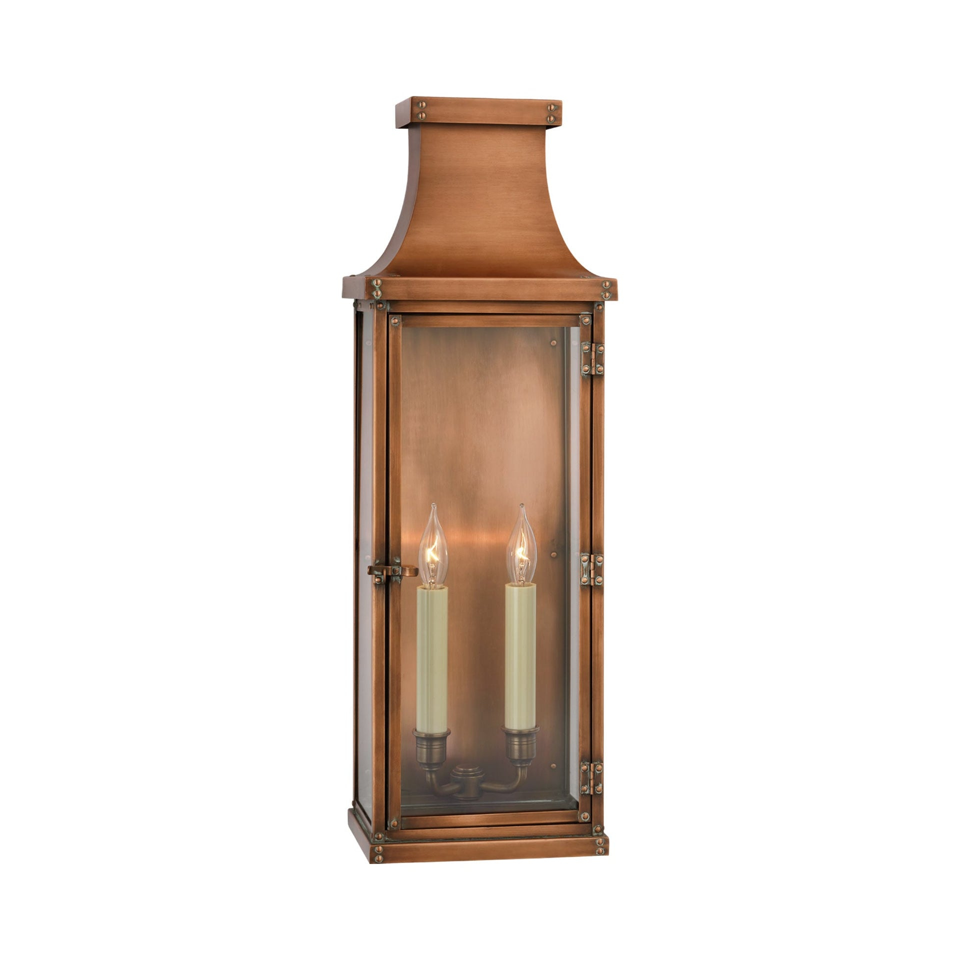 Bedford Classic Copper Lantern Wall Light - Dimmable, 24"x8"