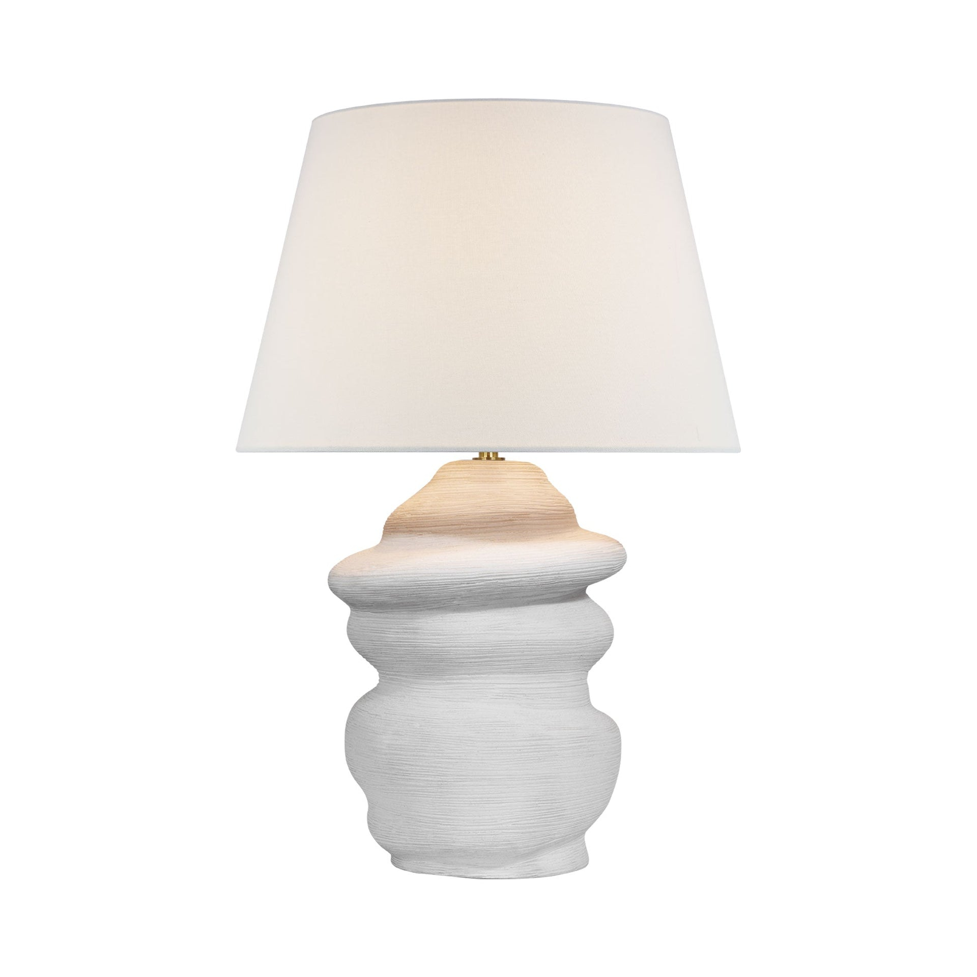 Adjustable Sandy White Table Lamp with Brass Base and Linen Shade