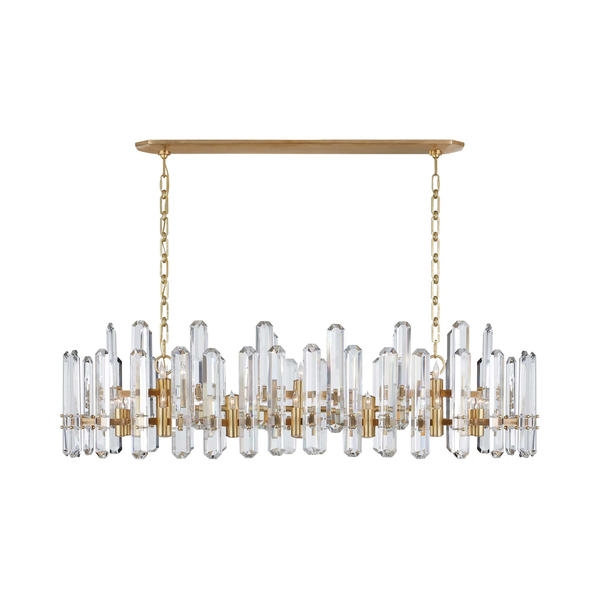 Bonnington Elegant 55" Brass Linear Chandelier with Crystal Accents