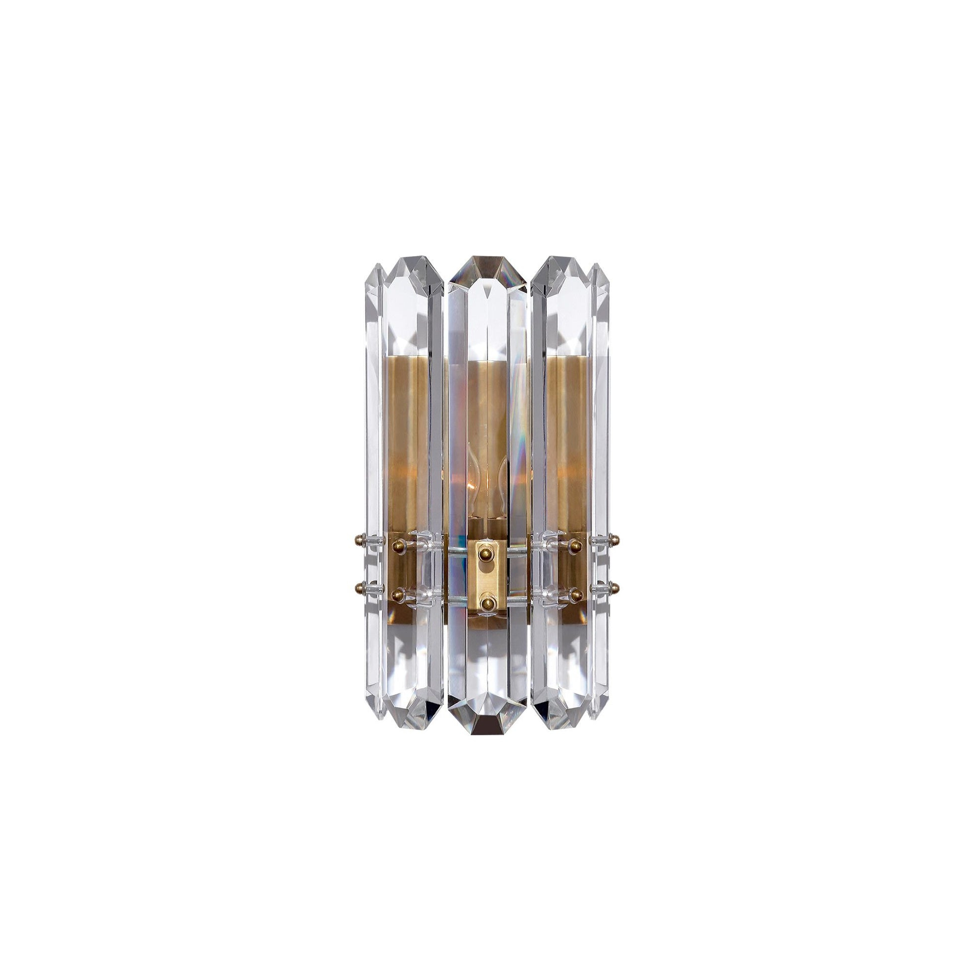 Hand-Rubbed Antique Brass Crystal Wall Sconce